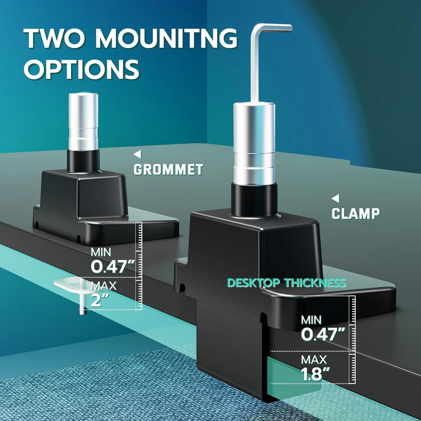 ARES WING Vertical Dual Monitor Mount - 24-57" Aluminum Heavy Duty Monitor Arms for 2 Monitors, Fully Adjustable Gas Spring Stacked Monitor Stand with 75/100/200 Vesa Mount, Black