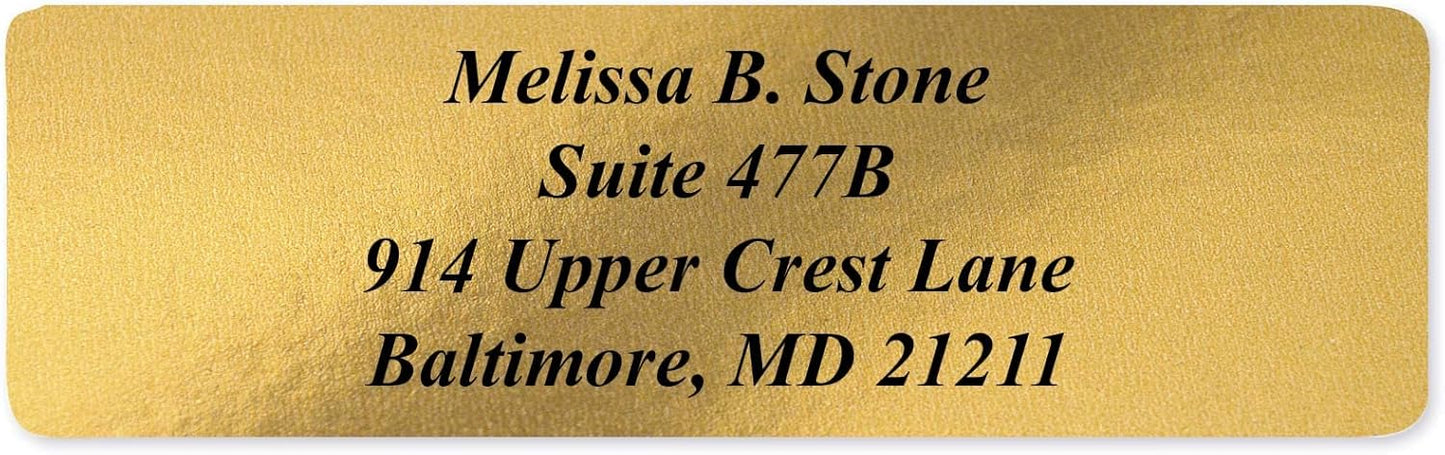 Gold Foil Personalized Return Address Labels with Elegant Dispenser - Roll of 250 Custom Stickers