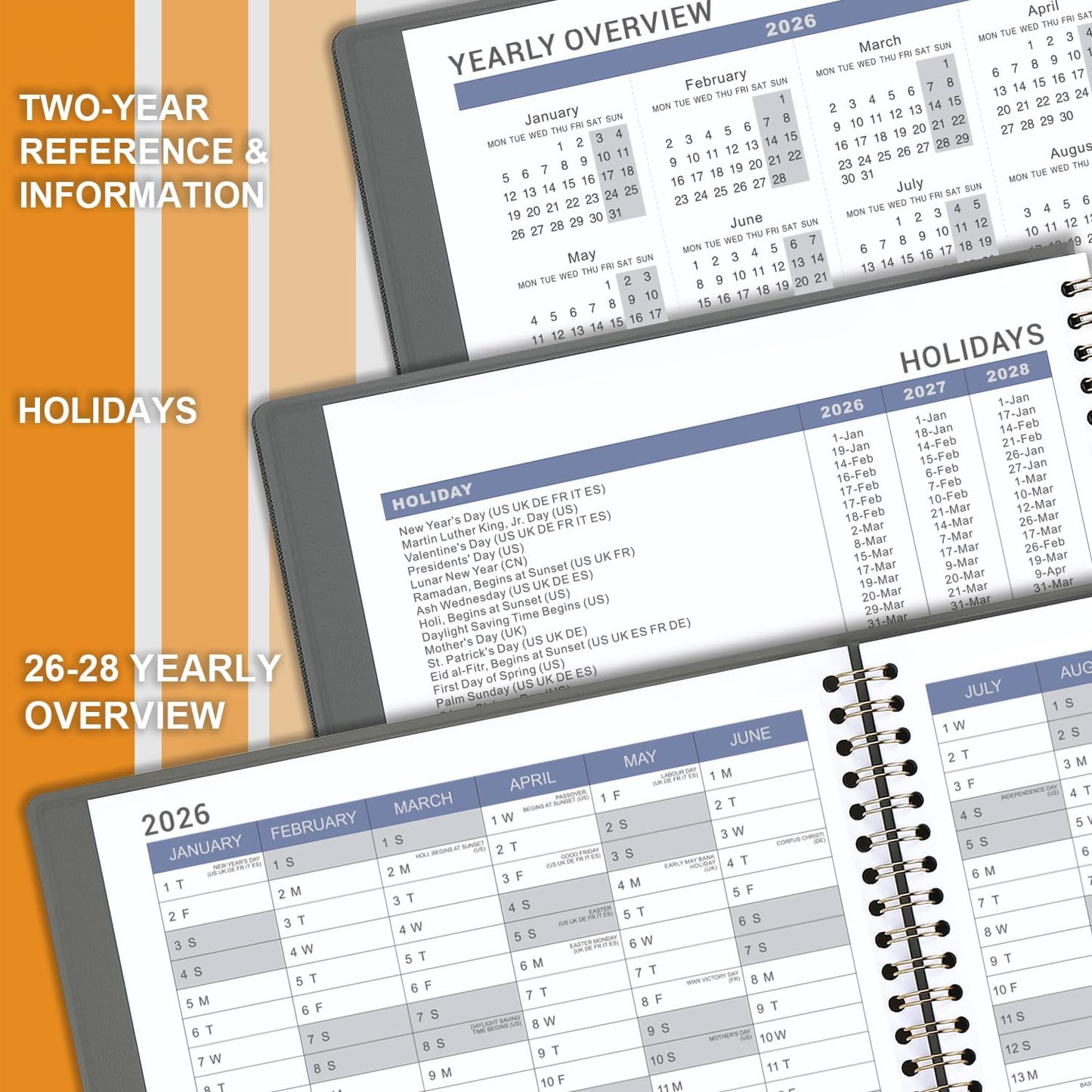 2026 Weekly Appointment Book - Daily Hourly Planner 2026, January 2026 - December 2026, 8.5" x 11", 15-Minute Interval, 12 Monthly Tabs, Flexible Soft Cover - Grey