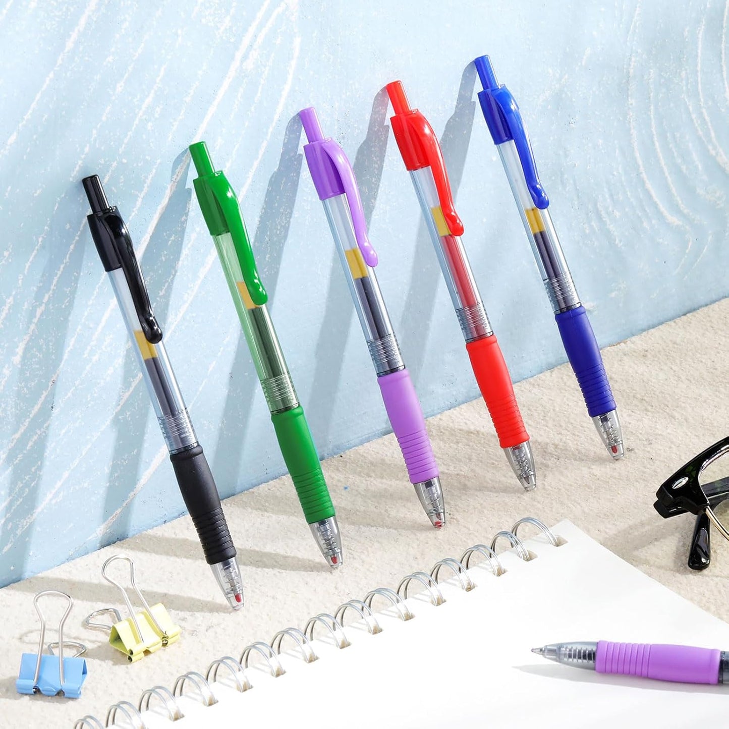 Jetec 500 Pcs Premium Gel Roller Pens Bulk, Fine Point 0.7 mm, Retractable Gel Ink Roller Ball Pens for Writing Journaling Taking Notes Office (Black,Blue,Red,Green,Purple)