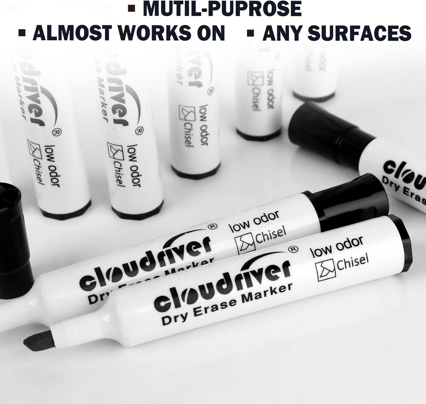 cloudriver Low Odor Dry Erase Markers Tank Style, 86 Count, Chisel Tip, Black Whiteboard Markers, Bulk Dry Erase Marker For Office, home and School Supplies
