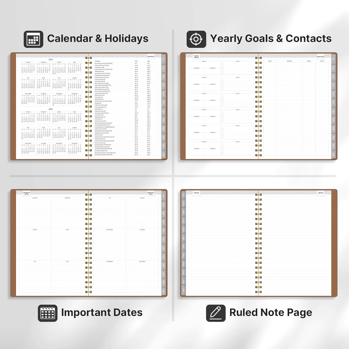 GETINK Appointment Book 2025-2026 Weekly Daily Hourly Planner 8.5"x11" Spiral Bound, Jul. 2025 - Jun. 2026, Laredule Appointment Planner 2025 with 15-Minute Increments, Flexible Cover, Black
