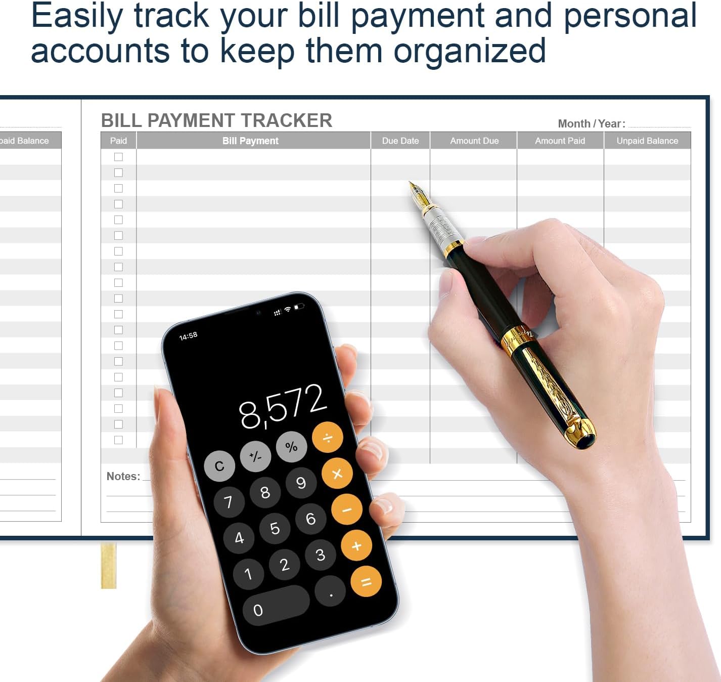 Bill Tracker Notebook - Monthly Bill Organizer & Planner for Personal Budgeting Financial, Payments Checklist Organizer, 7" x 10", Blue
