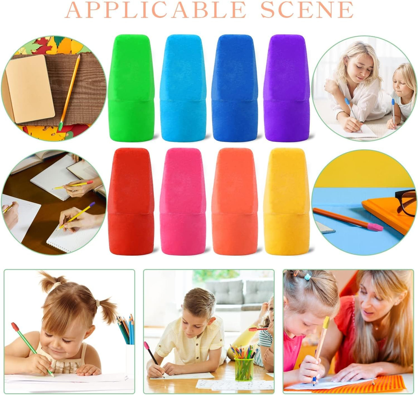 PRALB 400pcs Pencil Top Eraser Bulk Caps for Pencils,Chisel Shape Erasers Toppers for Party Favors Games Prizes, Pencil Top Erasers Cap for Home School Classroom Office