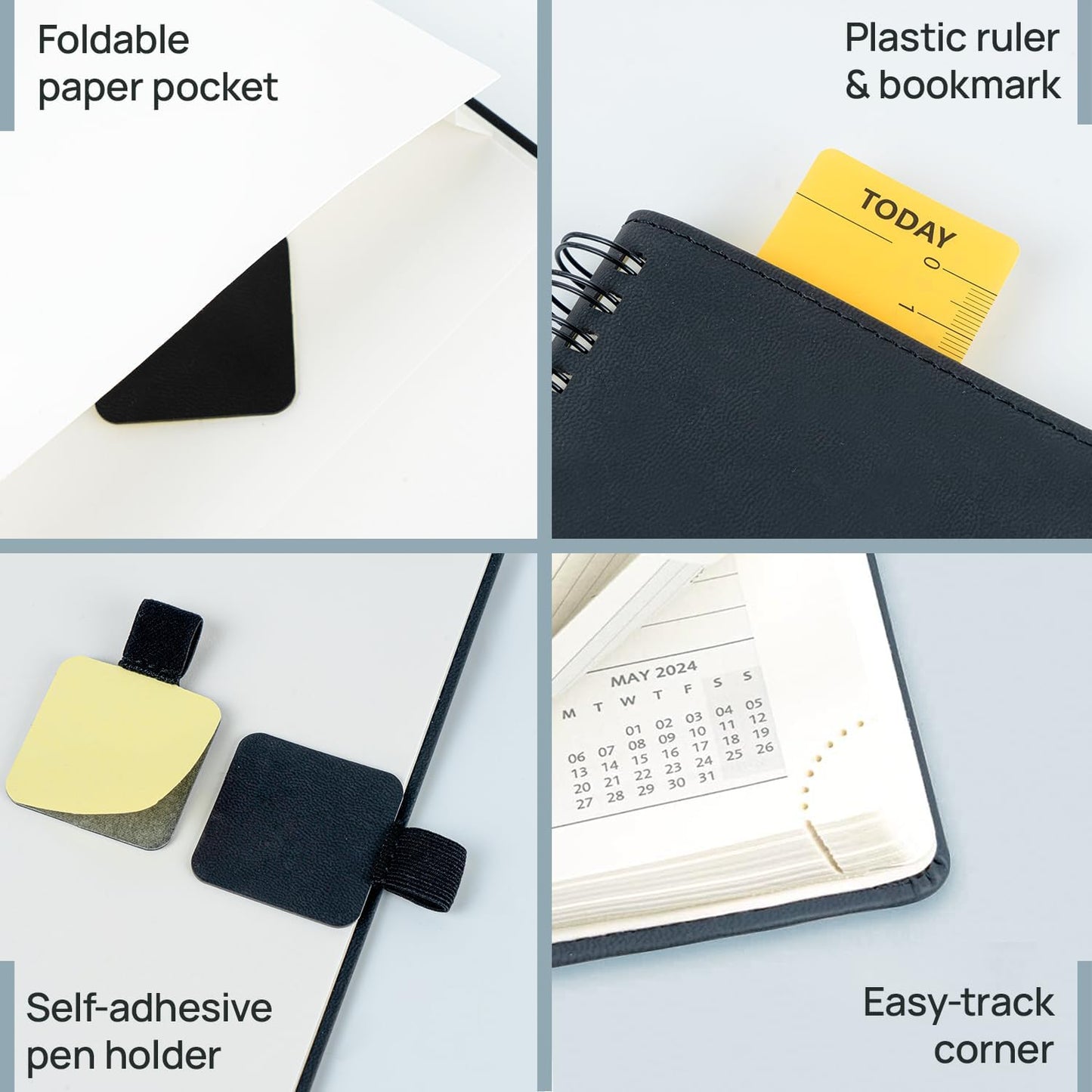 POPRUN 2026 Planner (Medium - 6.5'' x 8.5'') with Hourly Schedule, Vertical Layout - 2026 Weekly Calendar (Jan. 2026 - Dec.2026) for Time Management, Monthly Tabs, Spiral Bound, Soft Cover - Purple