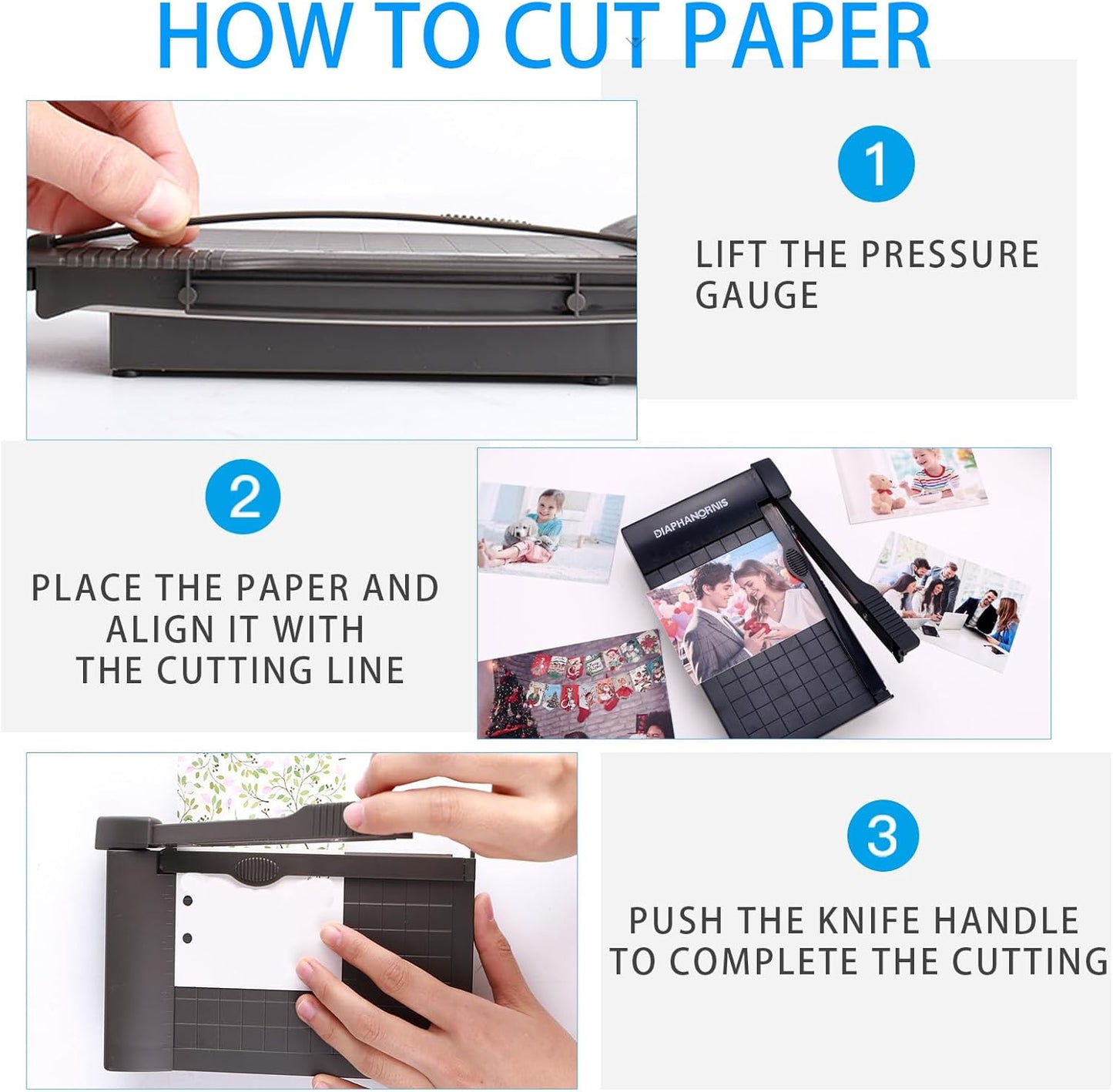 Mini Paper Trimmer,Guillotine Compact Paper Cutter, 1/4-Inch Grid for Precision Cutting, Straight Cuts Up to 3 Sheets, Perfect for Photos,Coupons,Card Making and Small Craft Projects (Grey)