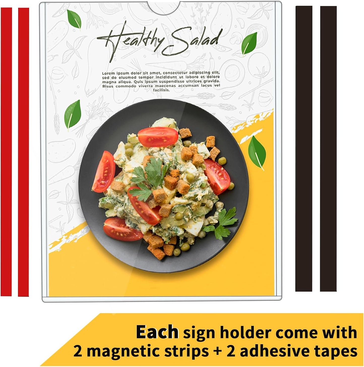 20 Pack Magnetic Sign Holder 8.5 x 11 - Wall Sign Holder Rigid Plastic Sign Holder with Magnet Strips and Adhesive Strips - Magnetic Display Frame Door Sign Holder