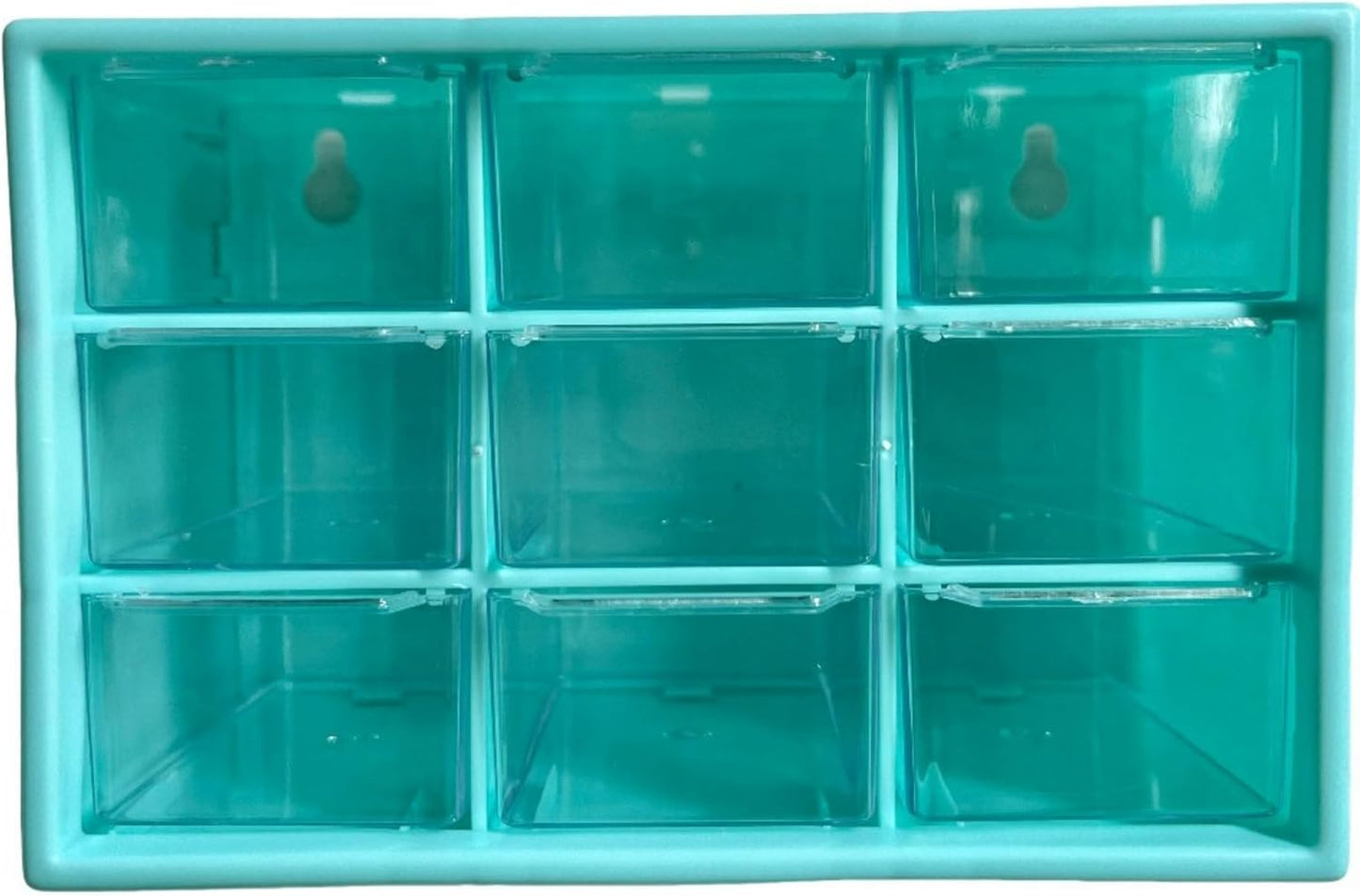 Feadily 2PCS Small Drawer Organizer for Desk, Desktop Drawer Organizer with 9 Clear Drawers, Plastic Desktop Storage Drawers 7.1 Inch x 3 .9 Inch x 4.7 Inch, Green