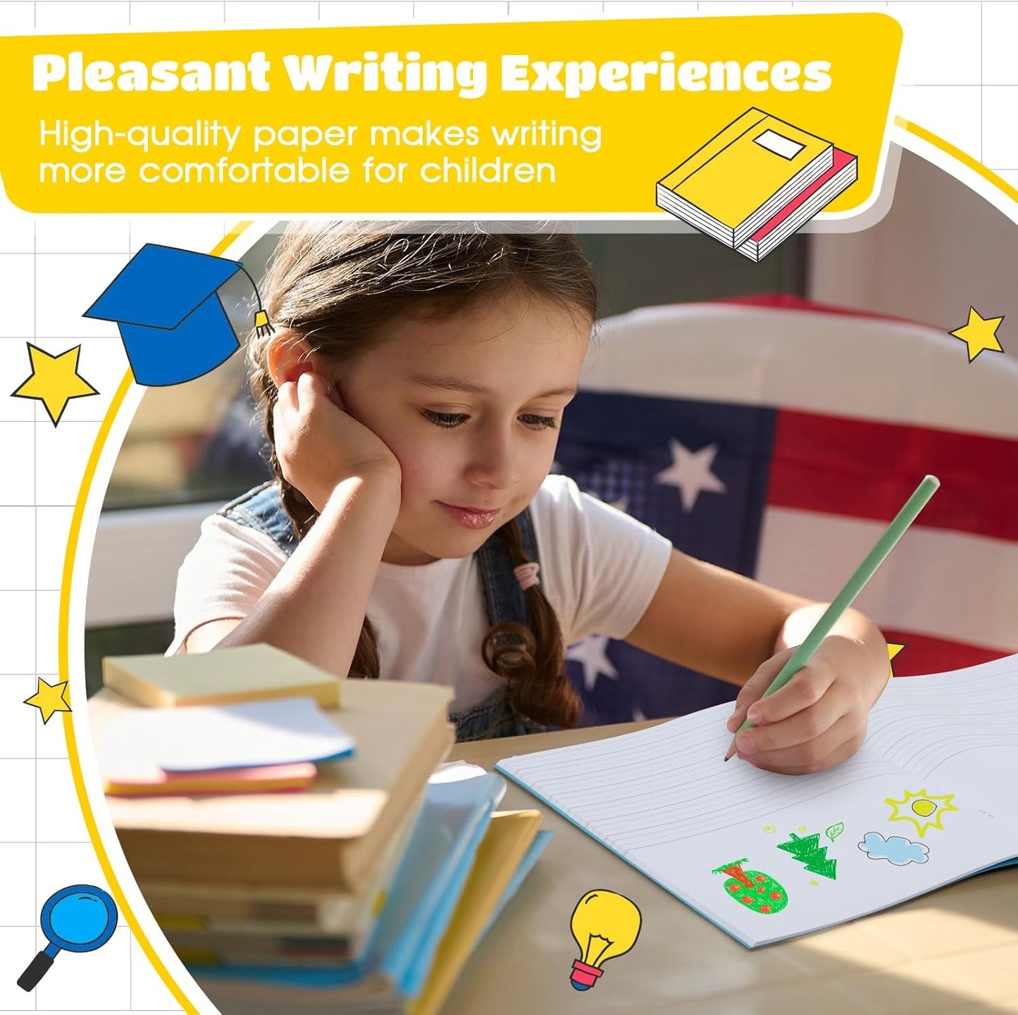 Henoyso 24 Pcs 120 Pages Primary Composition Notebooks K-2 9 3/4 x 7 1/2 Inch Journals Primary Journals Blank Books for Kids to Write Stories Kindergarten (Light Color)