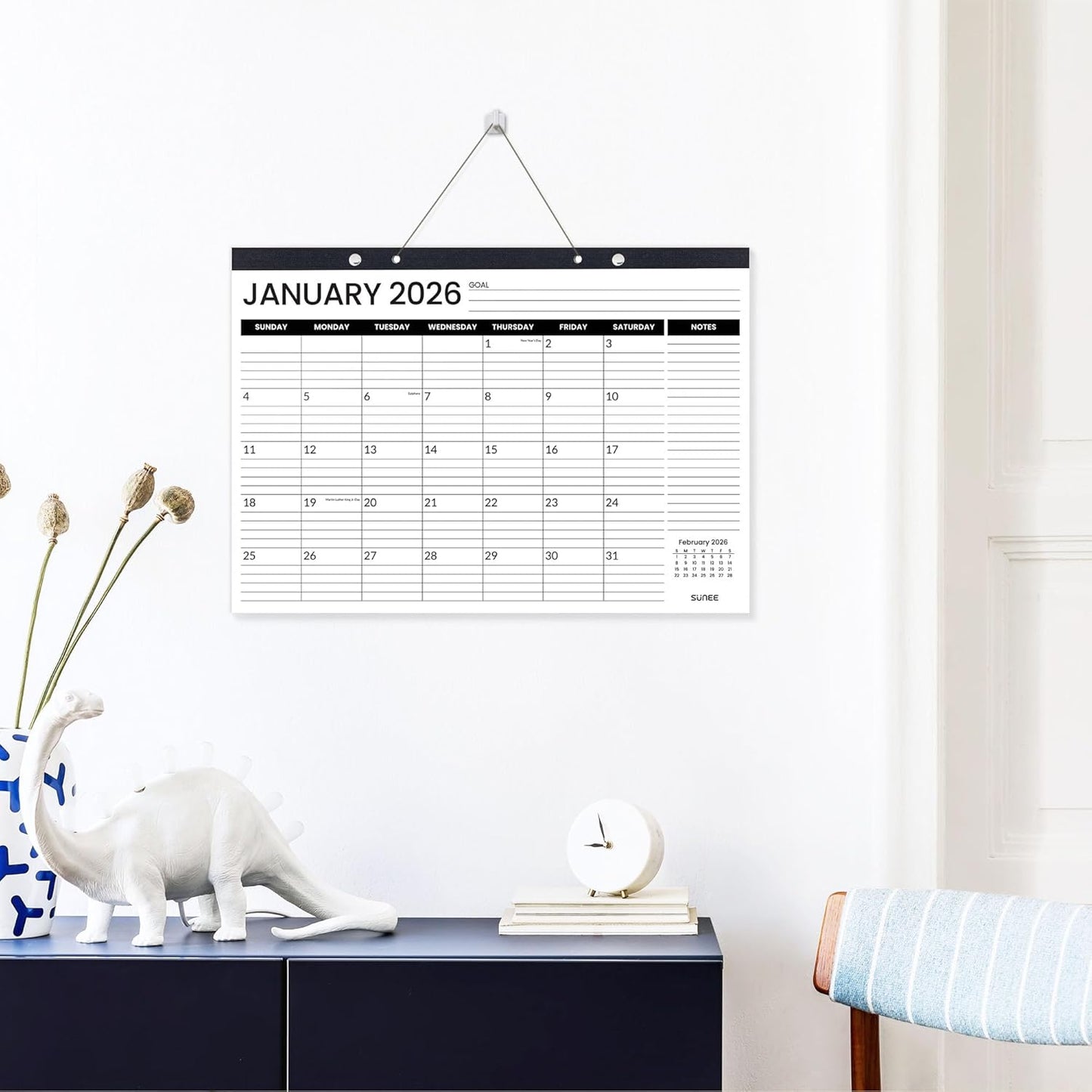 SUNEE Desk Calendar 2025-2026 3 Packs - 18 Month Calendar Oct 2025 - Mar 2027, 17" x 12" Desktop Calendar with Notes, for Planning, Organizing in Family, School or Office - Black 2026 Calendar