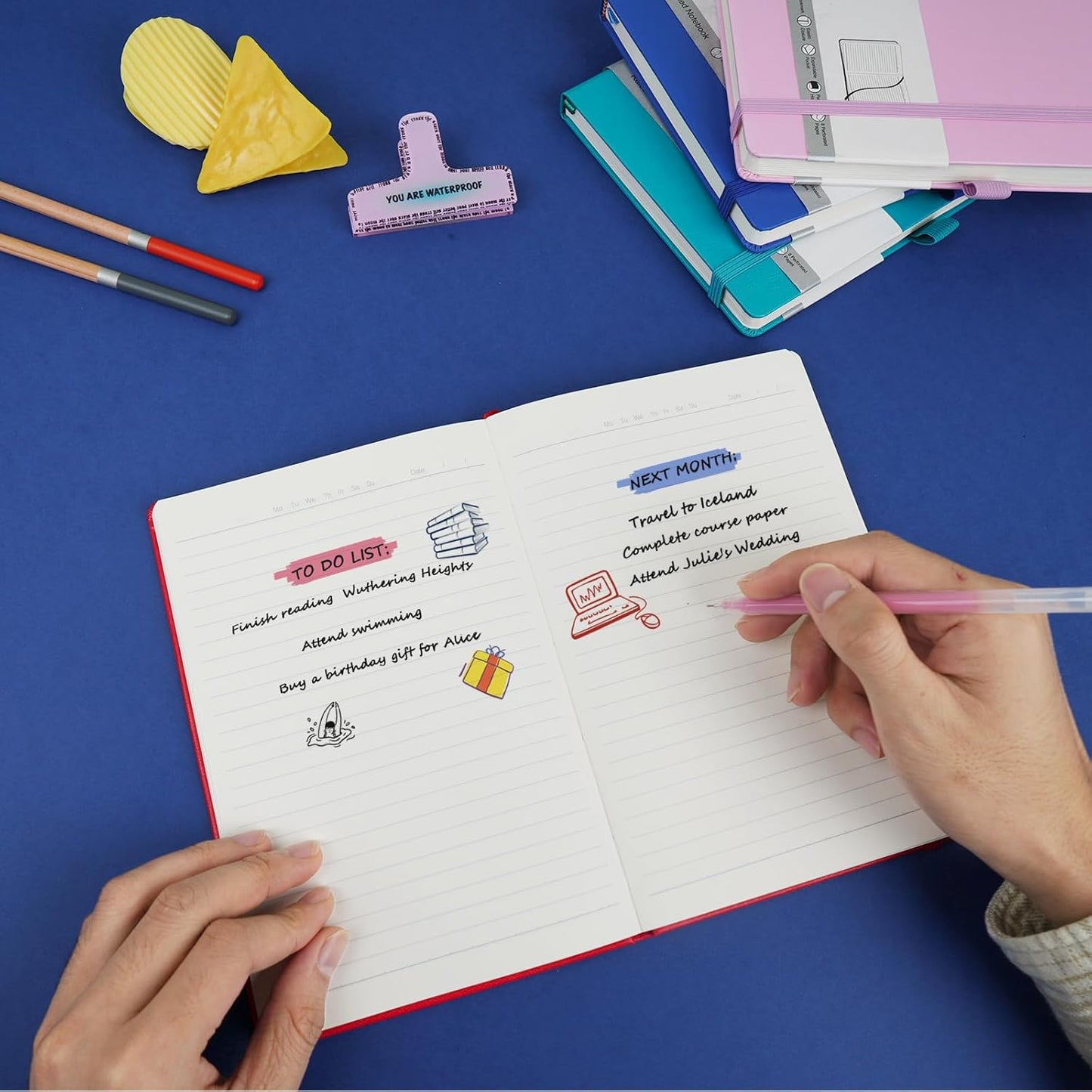 Lined Journal Notebooks for Work, Travel, College, A5 Size 100 GSM Thick Paper, Classic Ruled Journaling Notebook, Hardcover Notepad for Writing 160 Pages, 5.5 x 8.3 inch, Pink