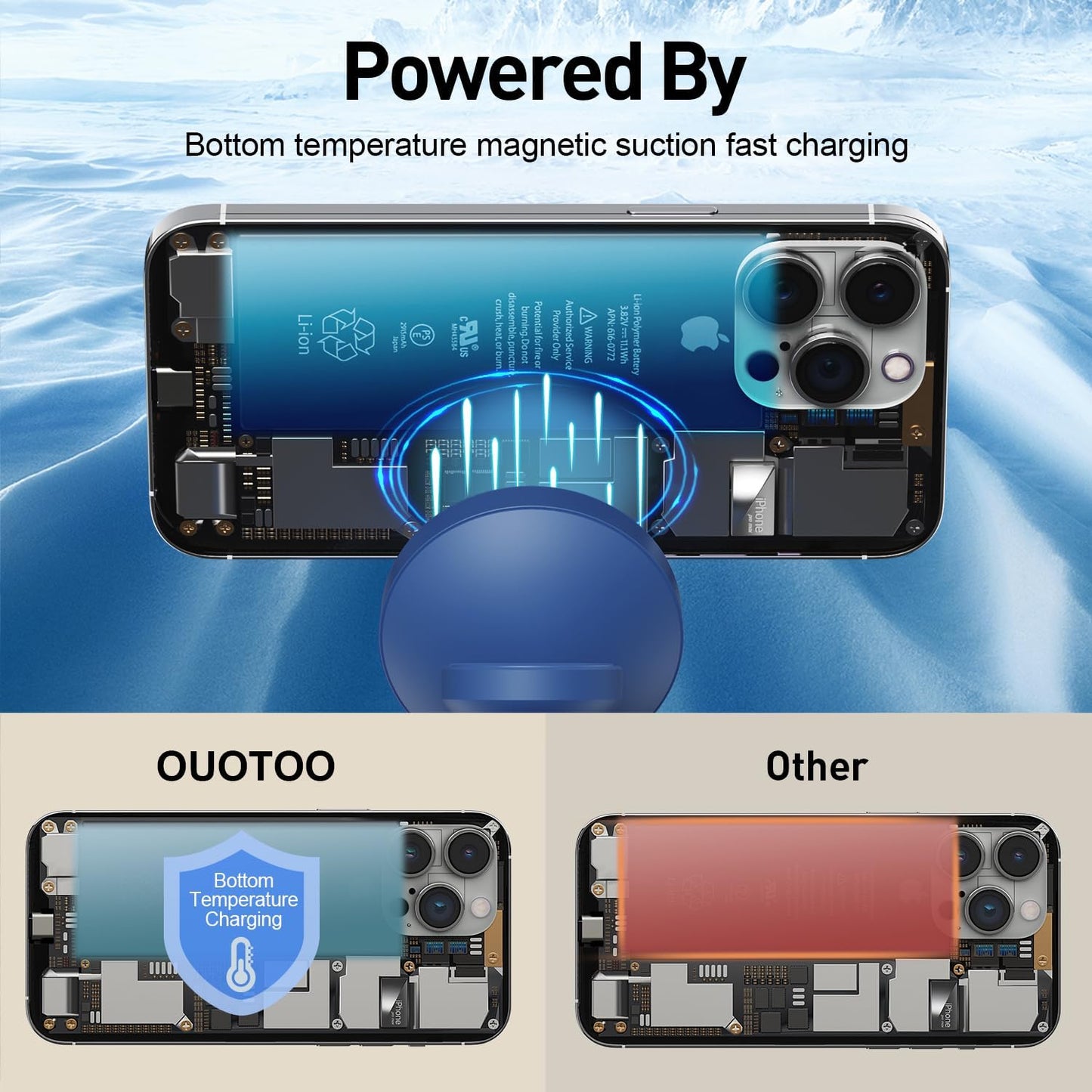 3 in 1 Charging Station Compatible with Mag-Safe Charger Wireless Charger Stand for iPhone 16 15 14 13 12 Series Wireless Charging Station for AirPods Wireless Charging Stand for iWatch Series (Blue)