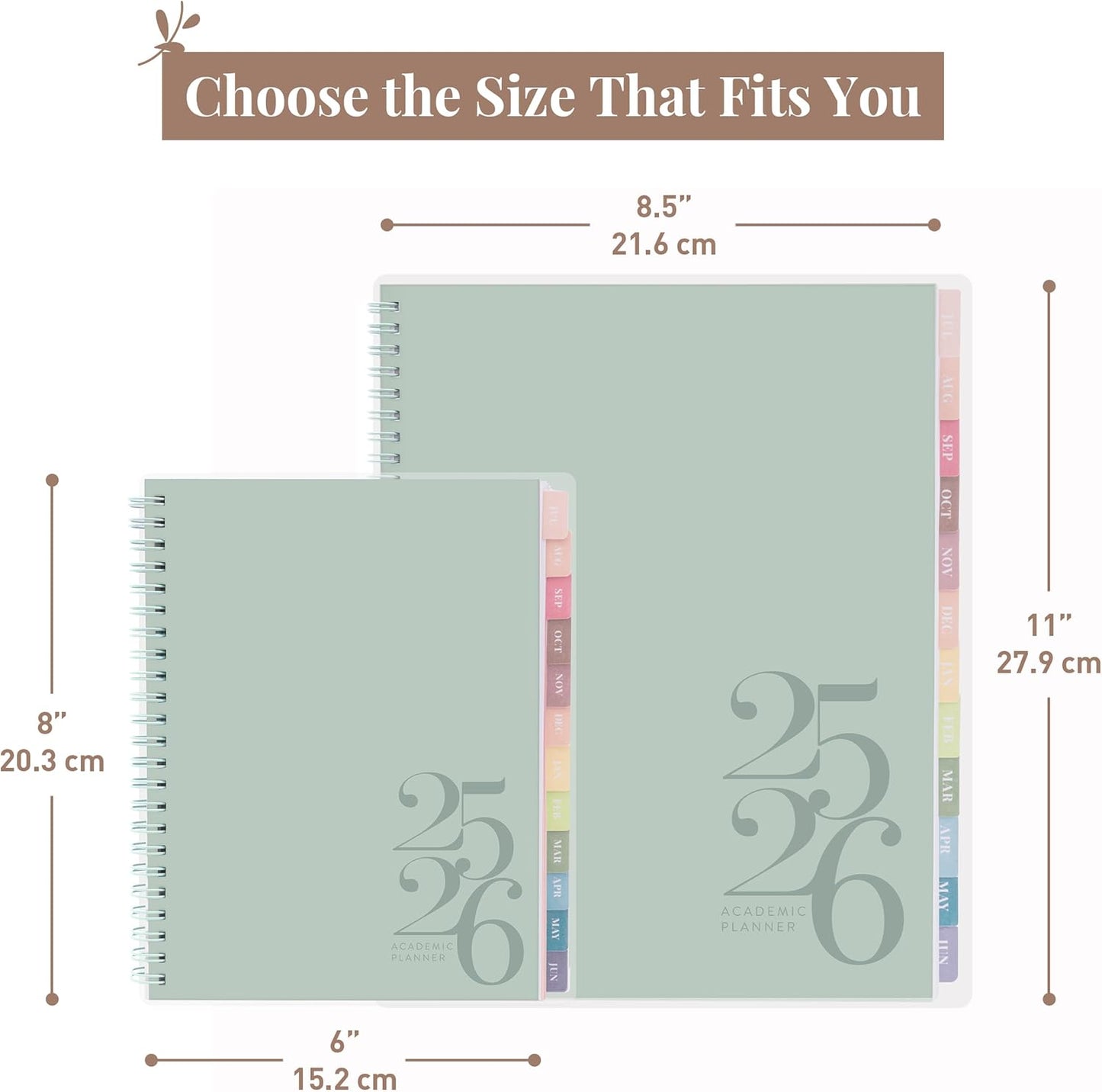 Rileys Academic Planner 2025-2026, Daily, Weekly & Monthly Planner, July 2025 - June 2026, Student Notes Pages, Twin-Wire Binding, Weekly Agenda for School & Work (8.5 x 11-Inches, Green, Classic)