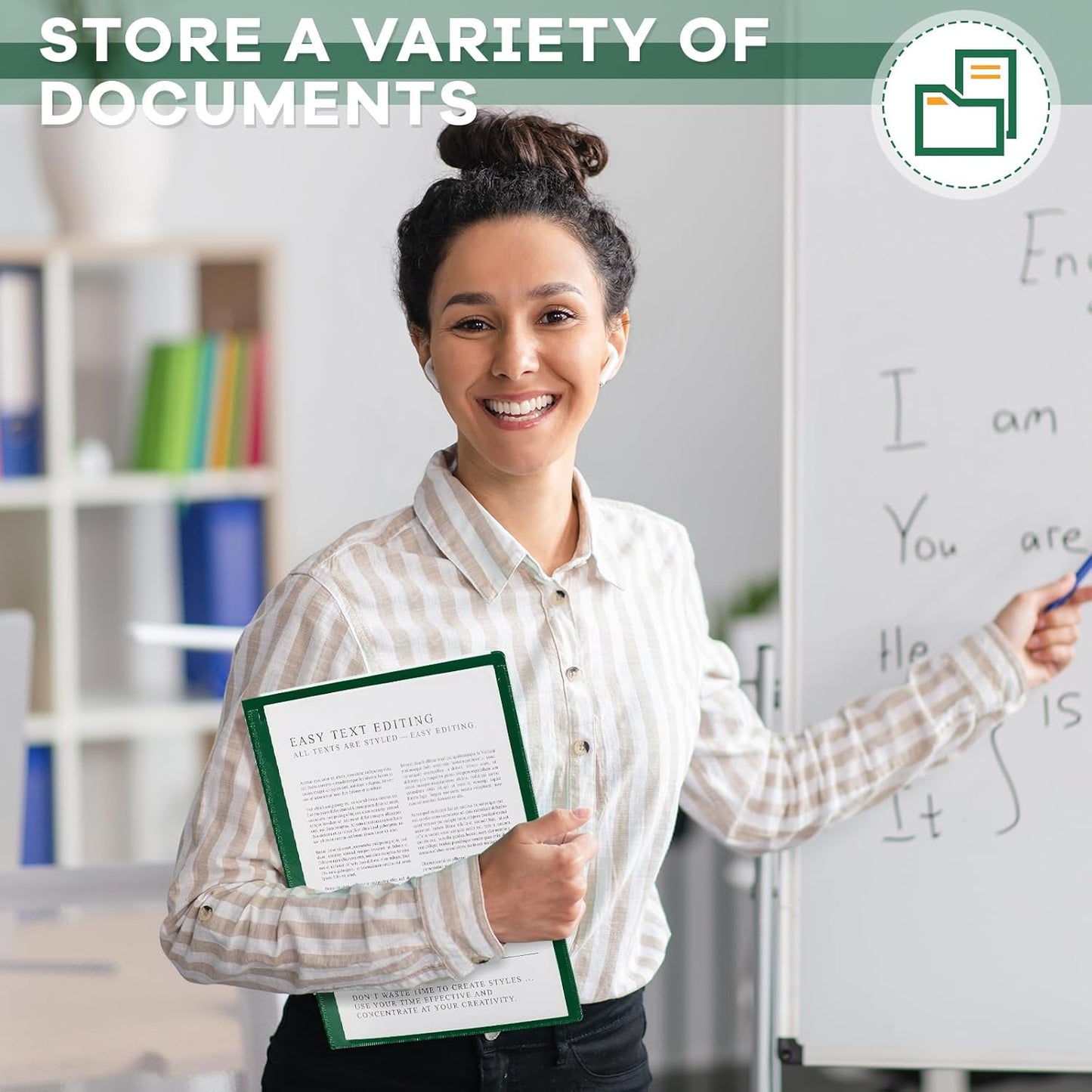 Henoyso 24 Pcs Folders Take Home Heavy Duty 2 Pocket Homework Folders with Clear Front Pockets for Elementary Students Parent Teacher Communication (Dark Green)