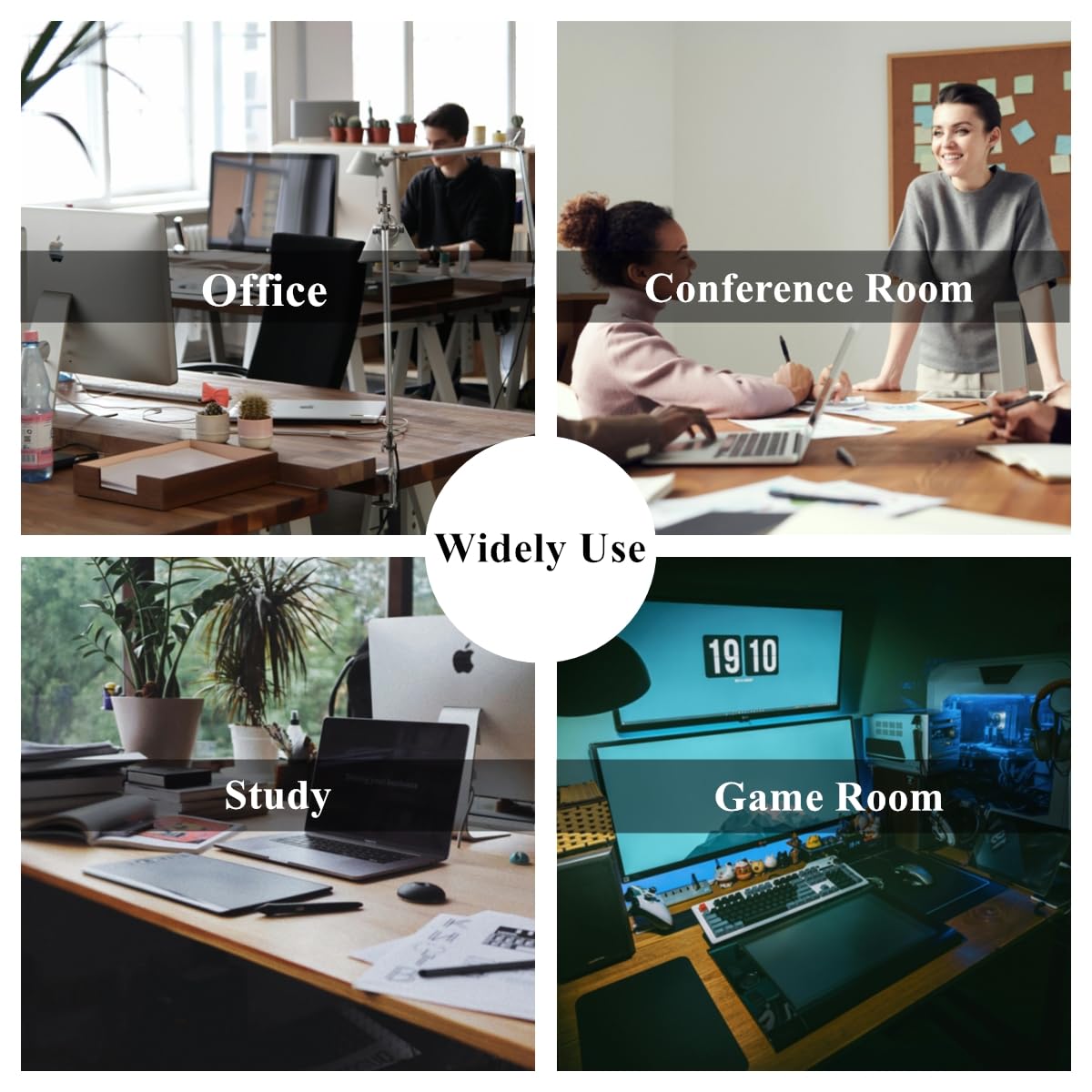 2 Pack Desk Grommet 2 Inch (50 mm), Desk Hole Cover for Cables, Black Desk Cord Hole Cover for Office Home Table, Cable Grommet with 1 Hole Saw Drill Attachment & 6 Cable Ties