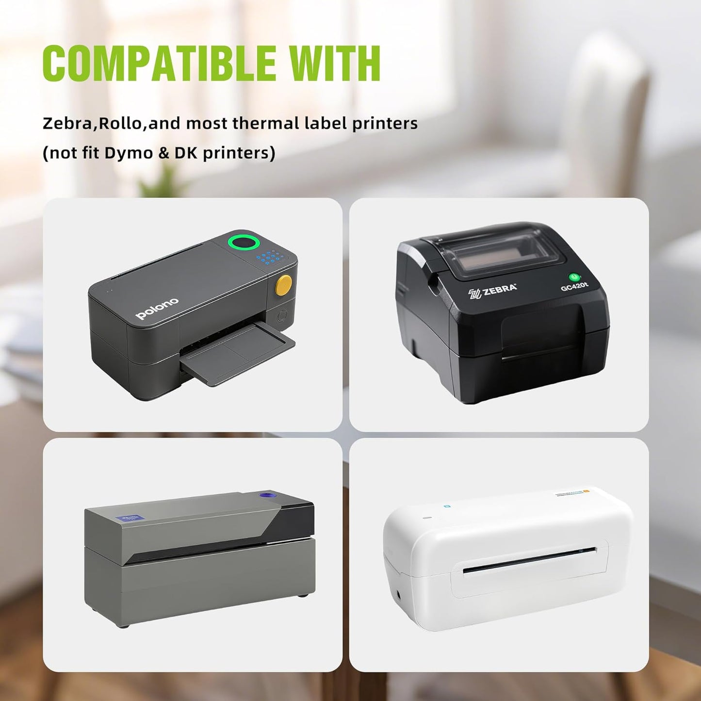 2"x 1" Direct Thermal Labels-Perforated Barcodes, Shipping Label Paper, Compatible with Zebra & Rollo Printers(12 Rolls,1000 Labels/Roll)