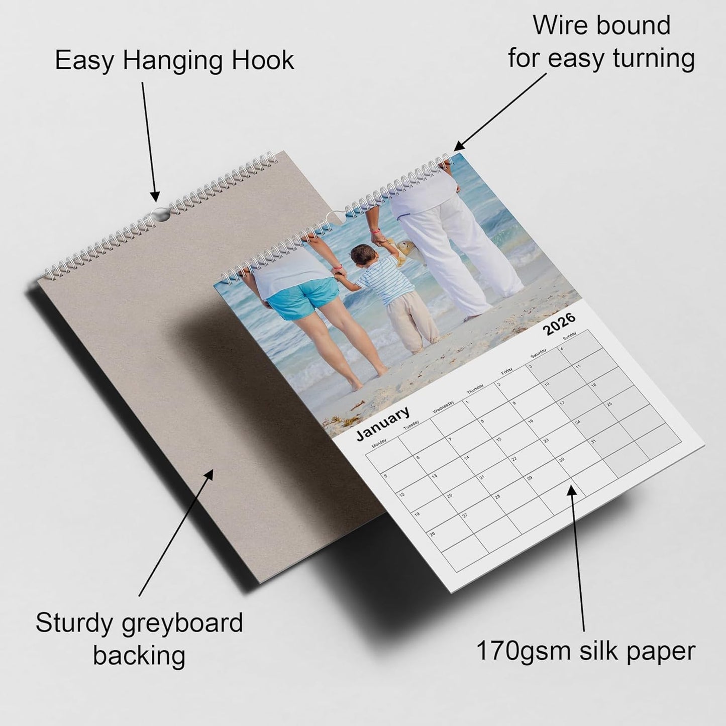 Custom Calendar 2026 for Home & Office - Print Your 13 Memories,Make Your Own Personalized Calendar Customized Christmas Gift &use your photo (Wall Calendar1, 5 Packs)