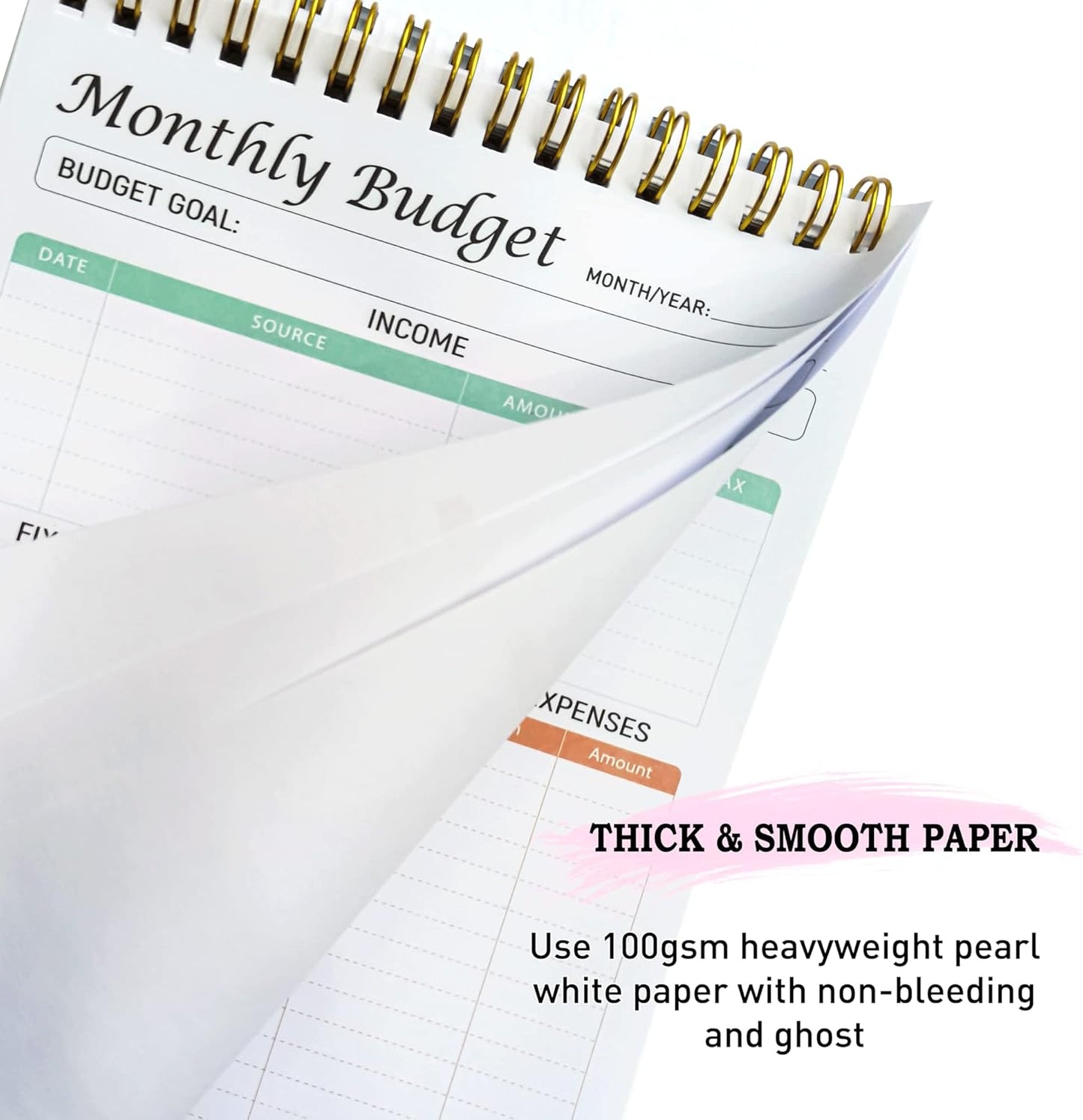 Monthly Budget Planner Notepad - Undated Expense Tracker Notebook. Monthly Budgeting Journal, Finance Planner & Accounts Book to Take Control of Your Money.A5(5.6 x 8.3inchs), 100gsm paper-Pink
