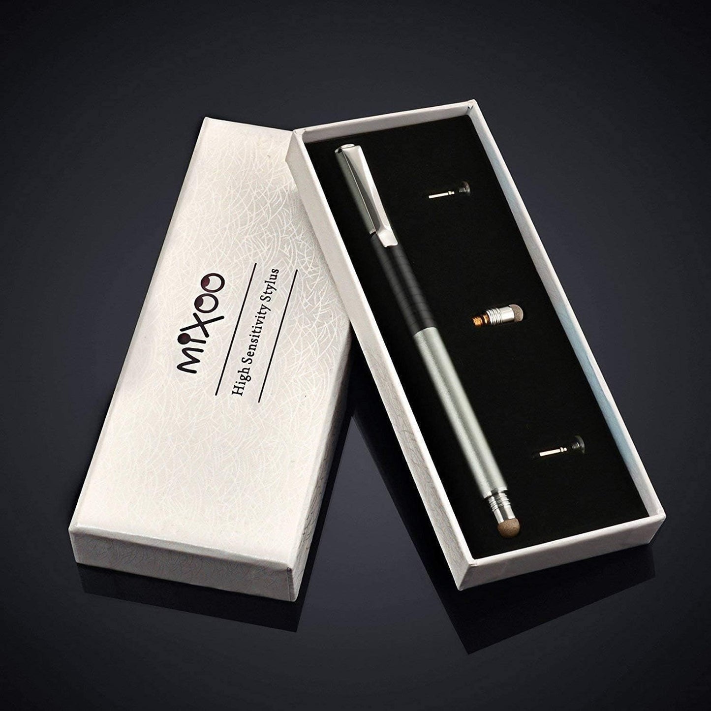 Mixoo Stylus Pen for Touchscreen, 2-in-1 Disc and Fiber Tip Sensitivity and Precision, Stylus for iPad, iPhone Tablet Phone Chromebook All Touch Screens Devices (Space Grey)