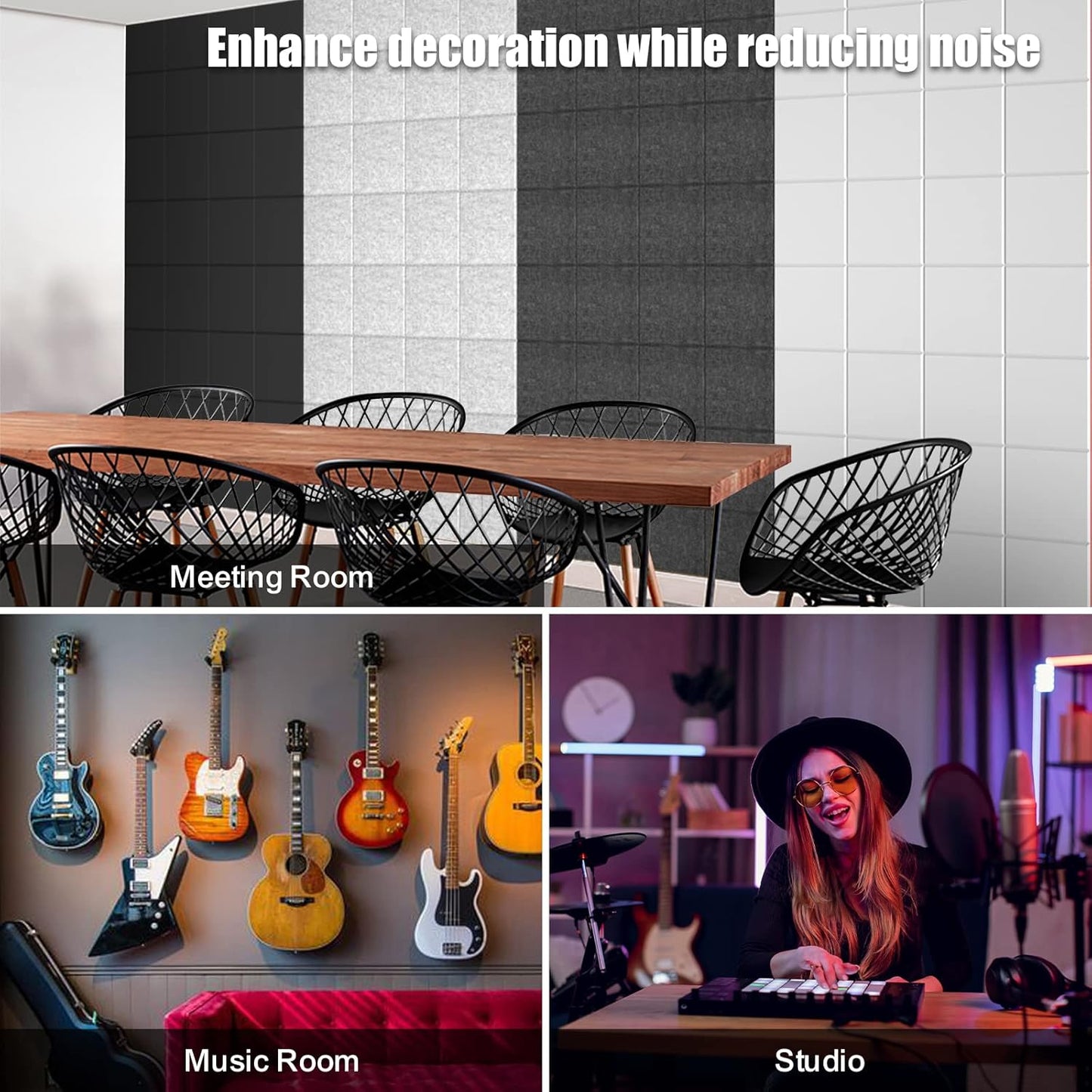 Sonicism 12 Pack Acoustic Wall Panels with Self-Adhesive,12" X 12" X 0.4" Sound Proof Foam Panels, Decorative Soundproof Wall Panels, Sound Proof Absorbing Tiles for Home&Offices, Silver Gray