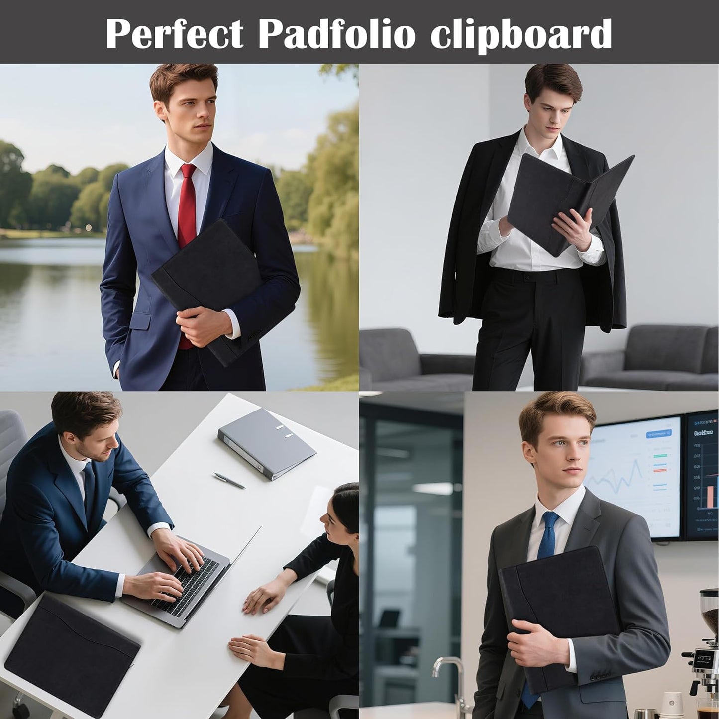 AZXCG Custom Padfolio Binder, Free Engraved Name,Leather Padfolio for Men and Women,Interview Resume Folder,Business Card Holder,Gift Portfolio