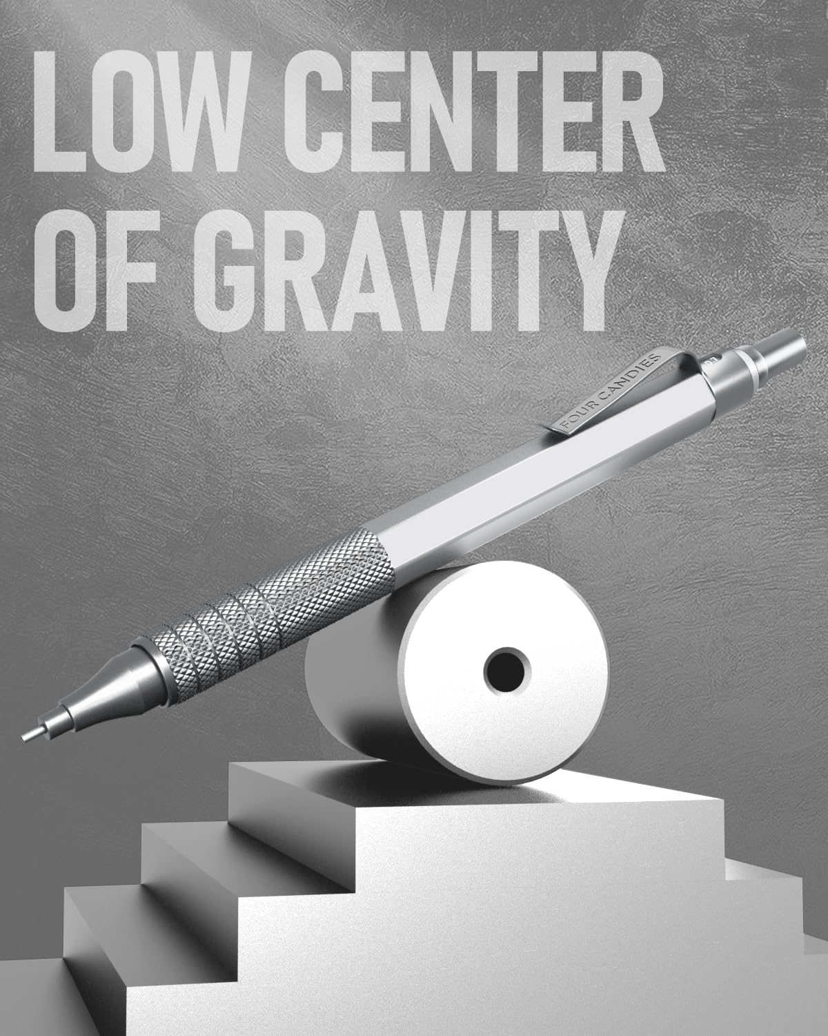 Four Candies Metal Mechanical Pencil Set, 3PCS Artist Lead Pencil 0.5mm & 0.7mm & 0.9mm with 480PCS HB Lead Refills, 3 Erasers, 9 Eraser Refills For Engineer Art Writing Drawing Drafting, Silver