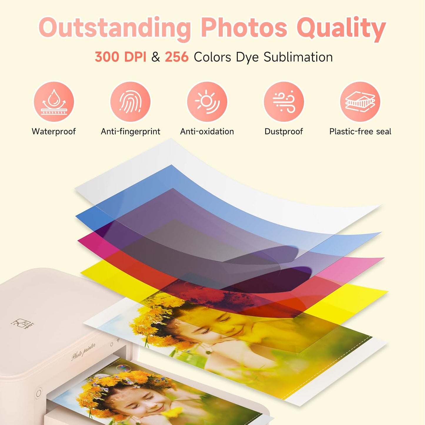 HPRT CP4100 4x6 Instant Photo Printer - Portable Phone Picture Printer + 108 Sheets & 2 Cartridges, Mobile, Wi-Fi, Premium Dye Sublimation (300 DPI) for Pro-Quality Home Prints - Creative Editing App