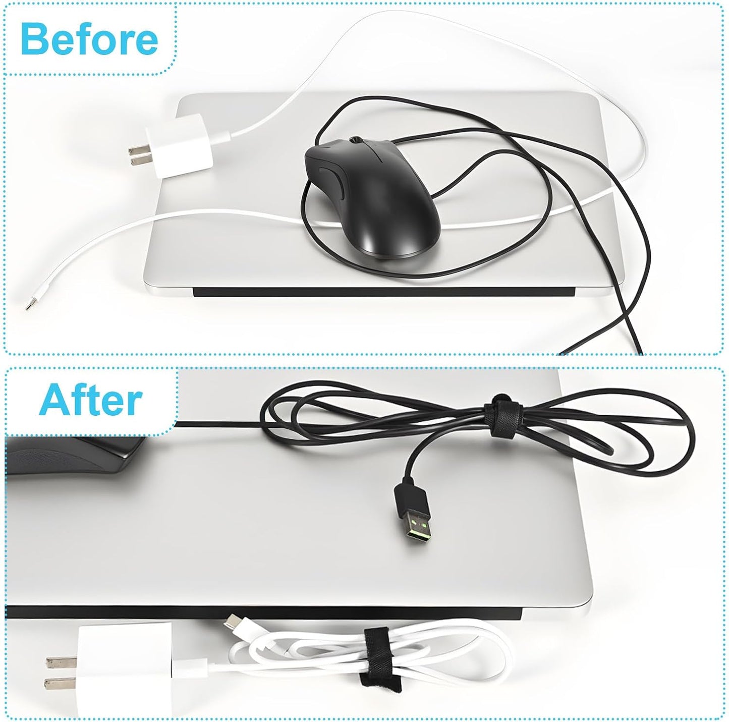 100 6 - in Reusable Velcro Ties: The Versatile Solution for Cable Management, & Ideal for Gardening - Double as Cord Wraps & Gardening Ties