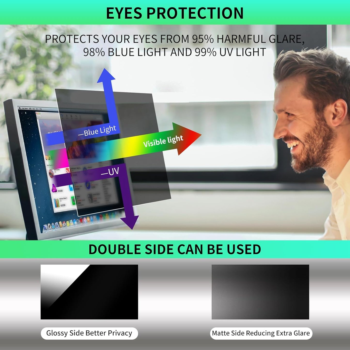 34 Inch Curved Computer Privacy Screen Filter for 21:9 Widescreen Computer Monitor Screen Protector Computer Screen Privacy Shield Anti Glare and Blue Light