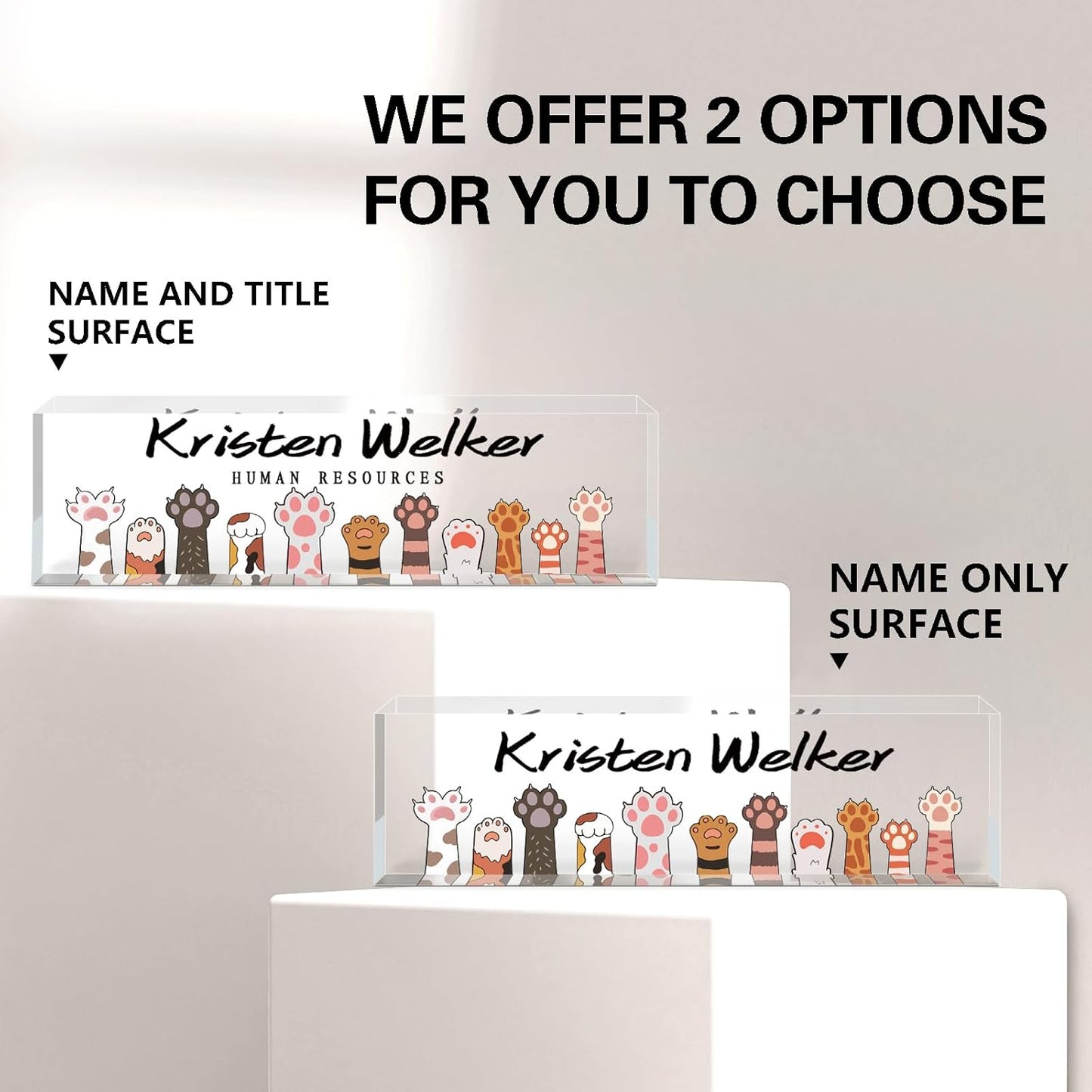 Gowellly Office Desk Name Plate Personalized - Custom Cute Desk Accessories Acrylic Name Plates for Desk - Employee Appreciation Gifts - Office Gifts for Teacher,Boss,Nurse,Women