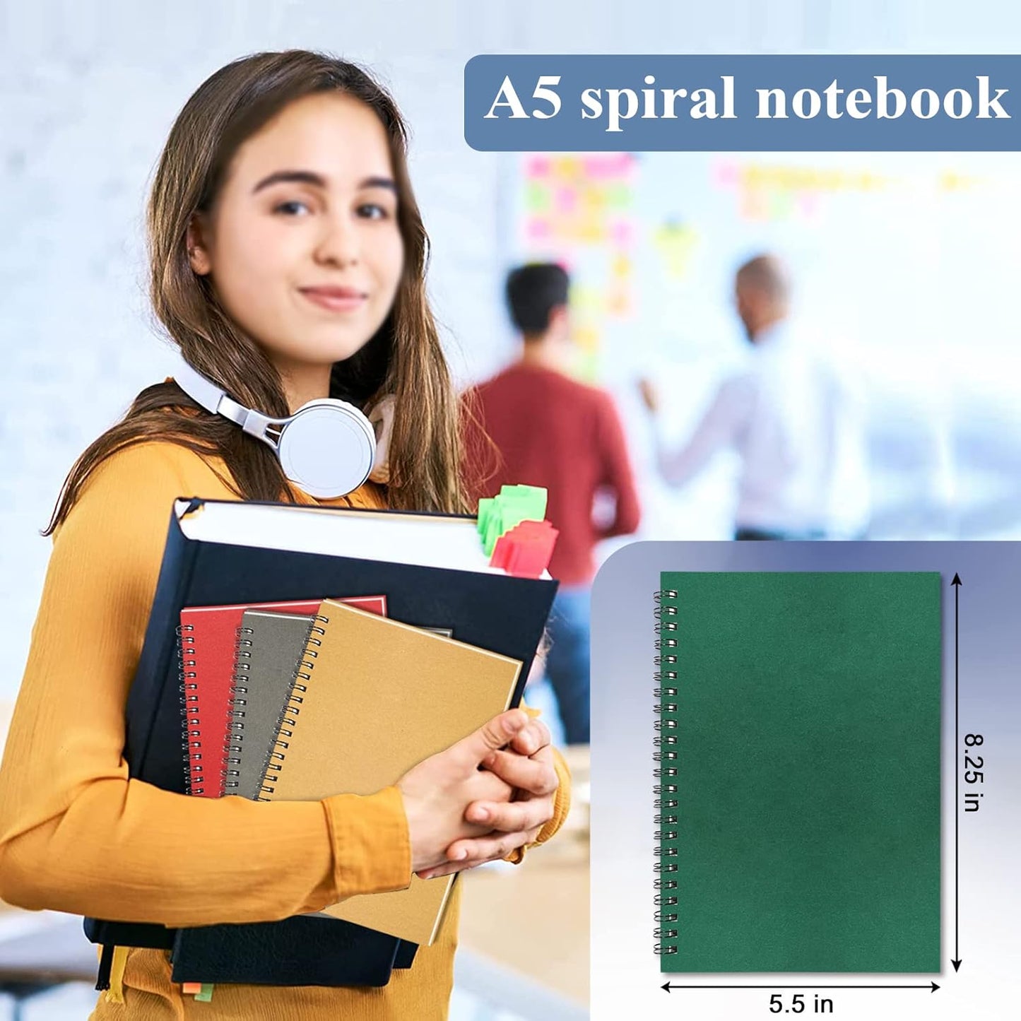 GINMLYDA 12Pack Small Spiral Notebook A5, 8.25x5.5” 120 Lined Pages Wide Ruled Spiral Journal Bulk Blank Kraft Cover Spiral Bound Notebook & Writing Pads for Home Office Meeting Work Note Taking