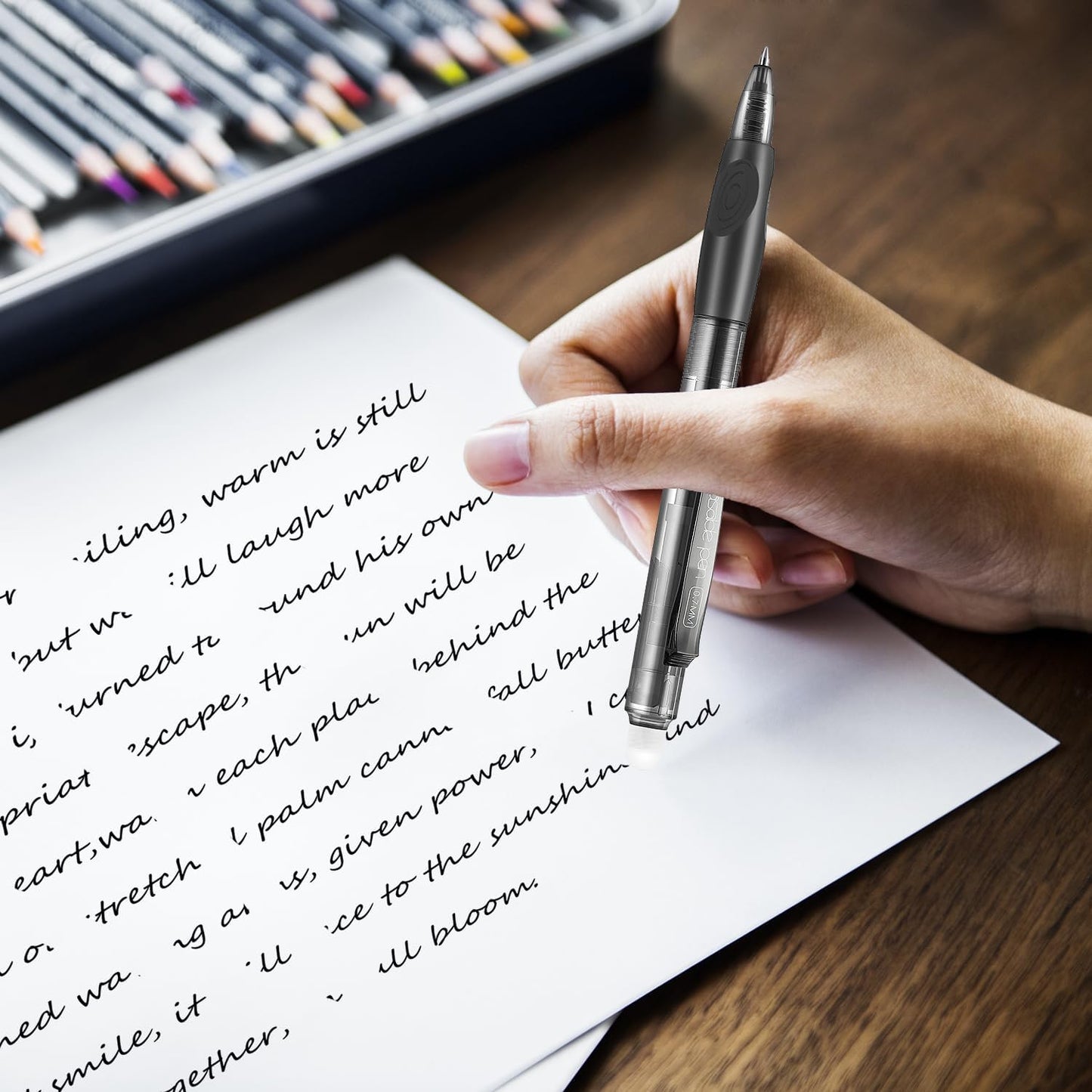 Aozora Erasable Pens Click Fine Point 0.7 mm Retractable Erasable Gel Pens for Completing Sudoku and Crossword Puzzles 12 Pack (Black)