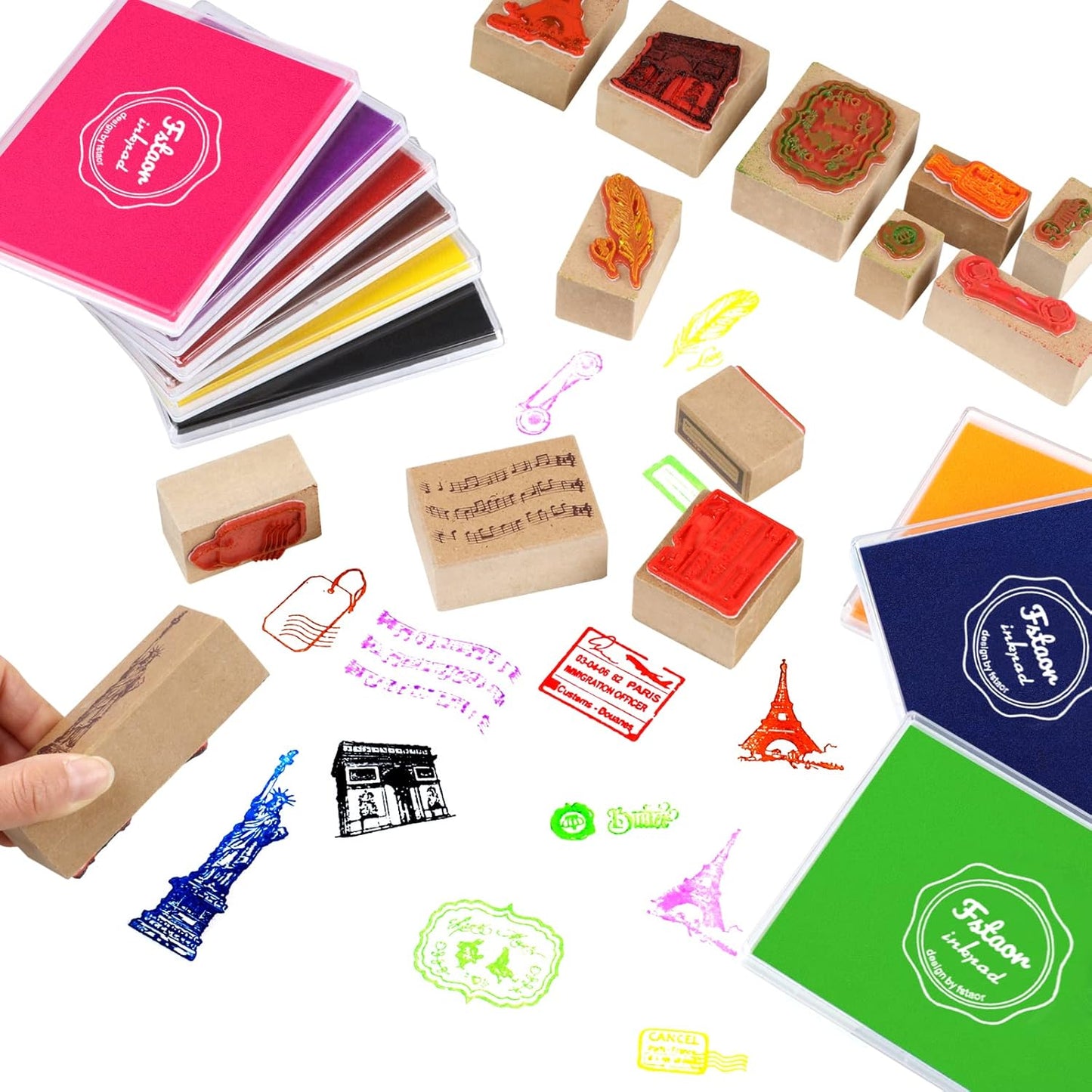 Fstaor Permanent Large Purple Ink Pad for Rubber Stamps, 5x4 inch Stamp Pads for Kids Paper Wood Fabric (Purple)