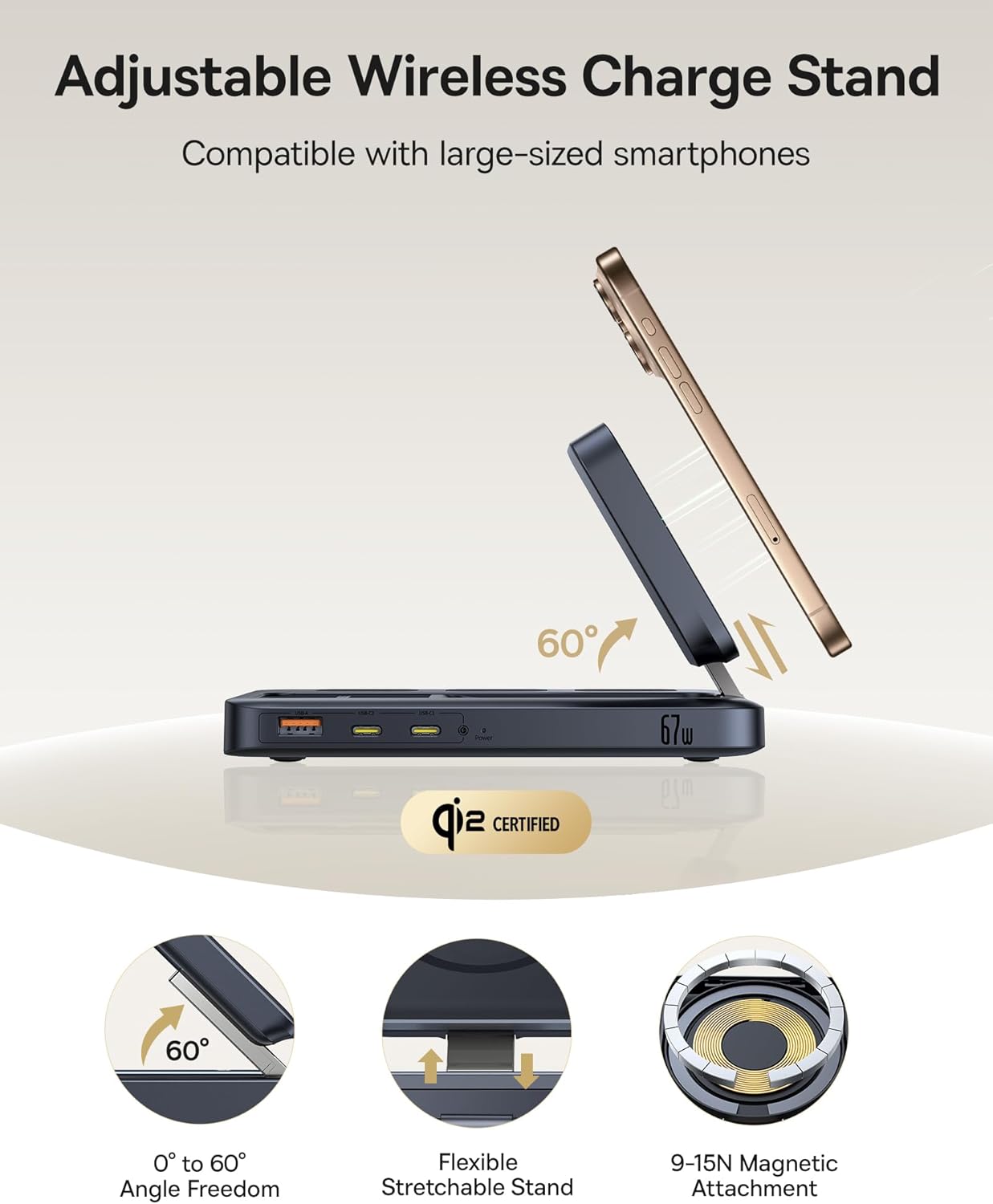 Baseus Nomos 8-in-1 Charging Station 67W, Qi2 Certified 15W Magnetic Wireless Charger with 3AC & 4USB, Foldable Detachable Slim Power Strip for Magsafe, iPhone 16/15 Pro Max, MacBook Pro