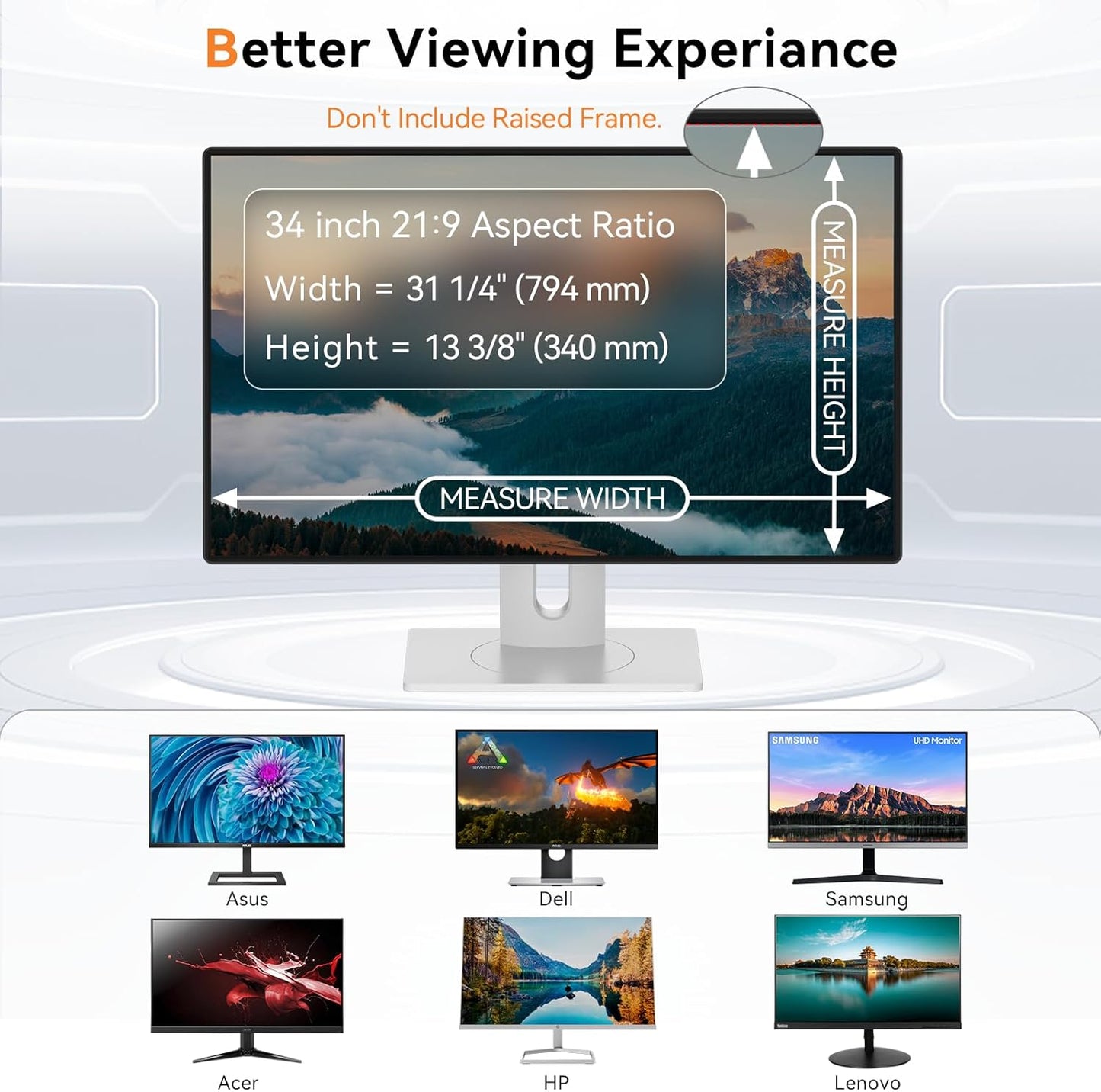 34 Inch Curved Computer Privacy Screen Filter for 21:9 Aspect Ratio Widescreen Monitor - Anti Glare Blue Light Filter, Removable Computer Monitor Privacy Shield, Anti-Scratch Screen Protector