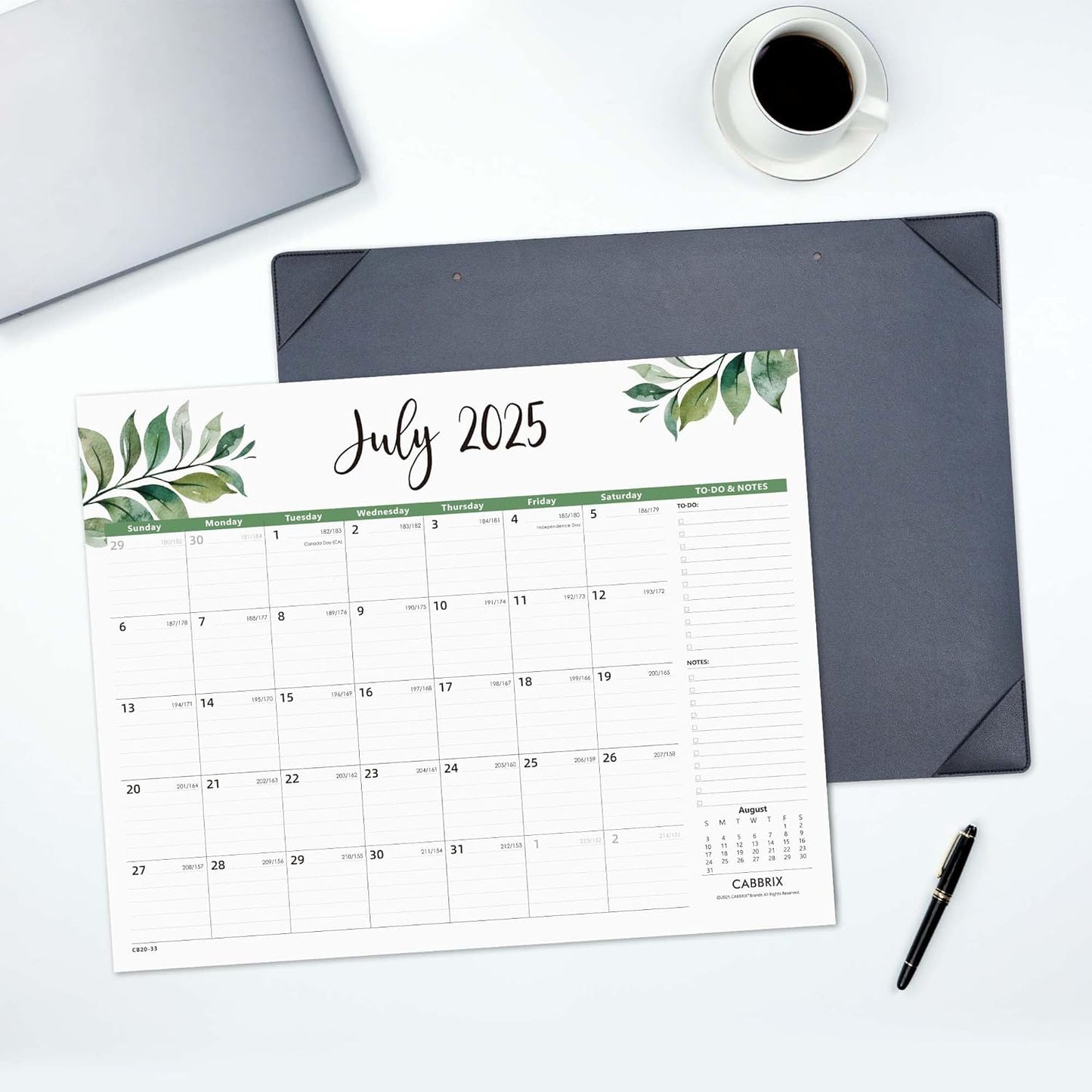 Large Desk Calendar 2025-2026 with Desktop Mat, Cabbrix Desk Pad Calendar 22 x 17 Inch Covering July 2025 to December 2026, Desk Blotter Calendar 2025 for Home School and Office