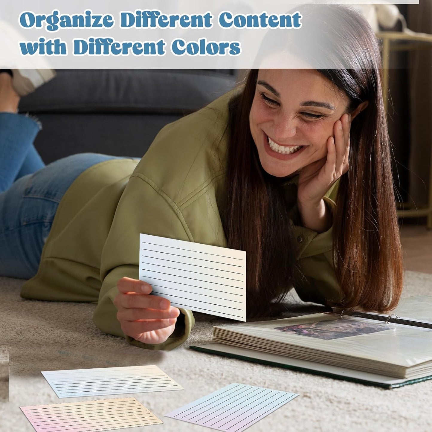 300 Pack Ruled Index Cards 3x5 Gradient Colored Index Cards Heavy Weight Note Cards 180gsm Flashcards Double Sided Notecards Lined Recipe Cards for Studying Drawing