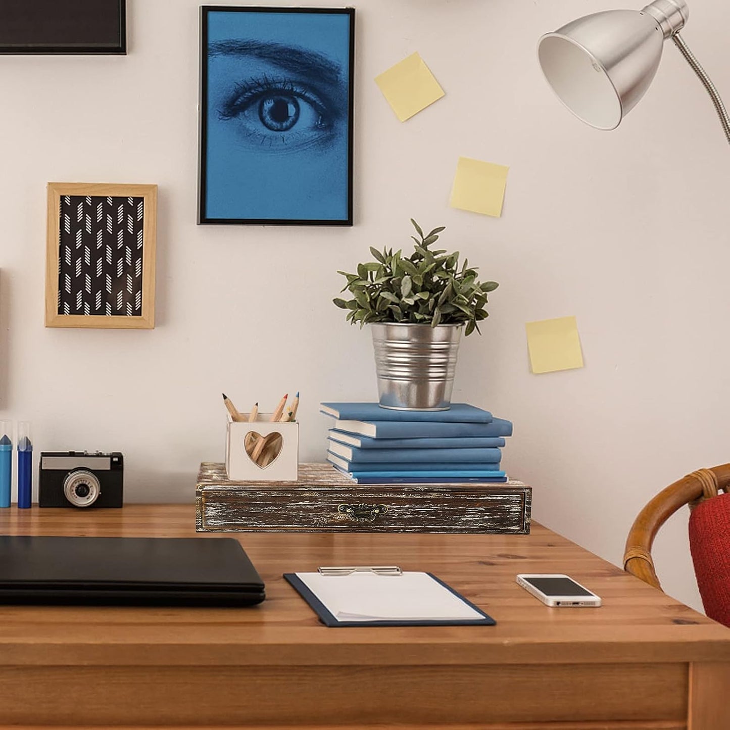 Wooden Drawers Organizer Soild Farmhouse Style RetroDesktop Drawer Storage Box Organizer With Drawers, Office Organization for Countertop Table To Store Mail, Phone, Suppliers, Glasses (Retro)