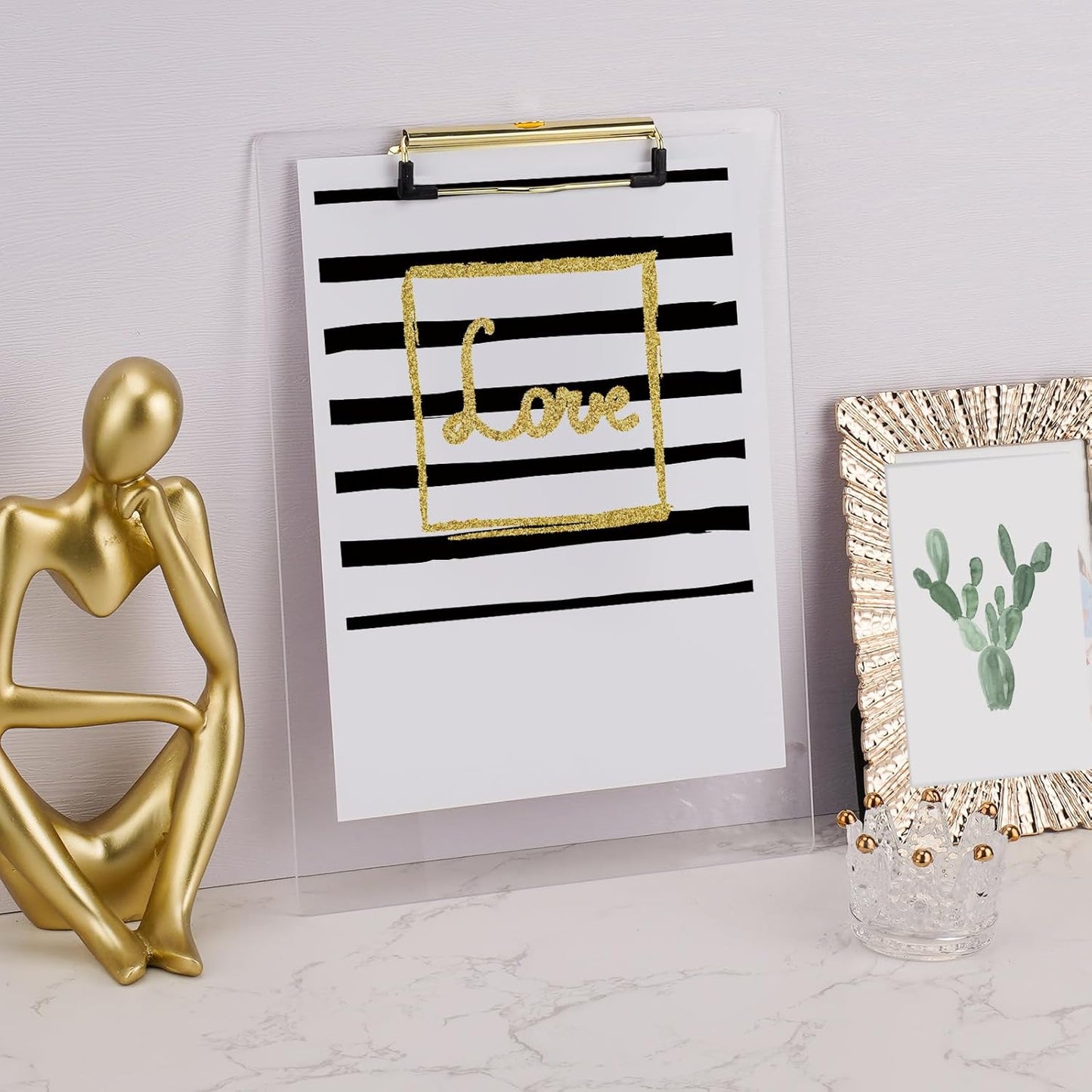 Hongri Plastic Acrylic Glitter Clipboard, 8.5x11" Stardard Letter A4 Size Clipboards for Classroom, Taecher, Women.Cute Confetti Clip Board, Office Supplies, School Supplies.