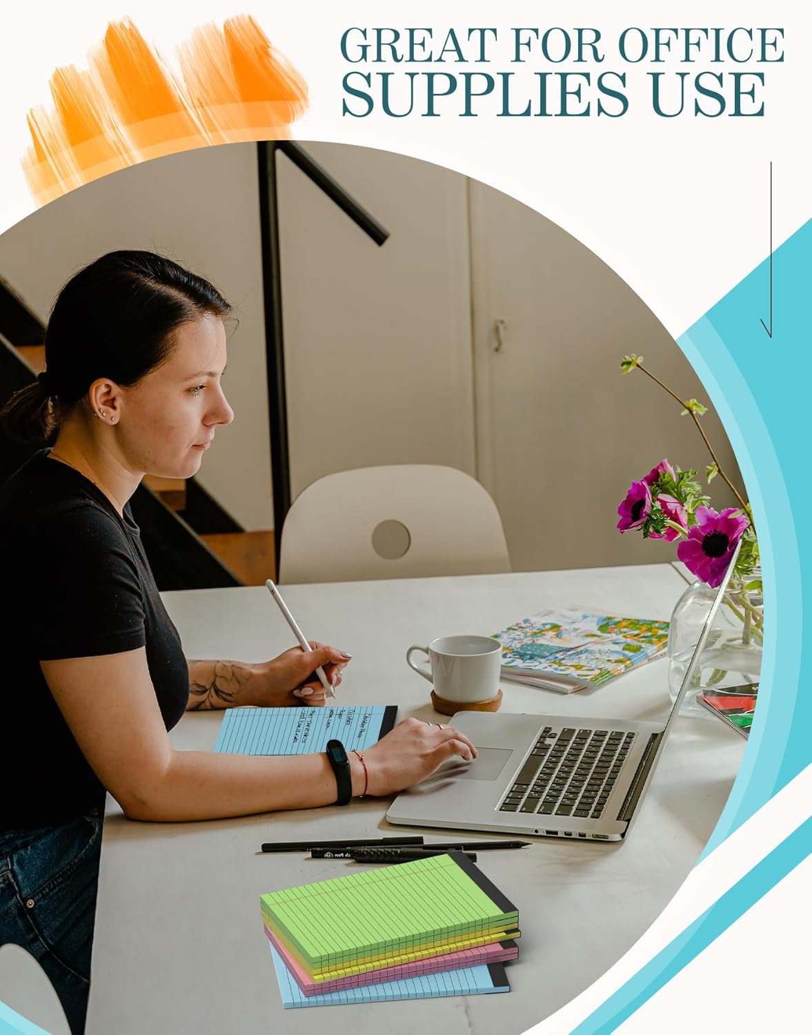 Legal Pads 5x8 Colored Note Pads 5x8, 12 Pack Small Legal Pads 5x8 College Ruled, Colored Notepads 5 x 8 Lined Paper Pads, Lined Notebook Paper 5 x 8 Pads, 30 Sheets/Pad