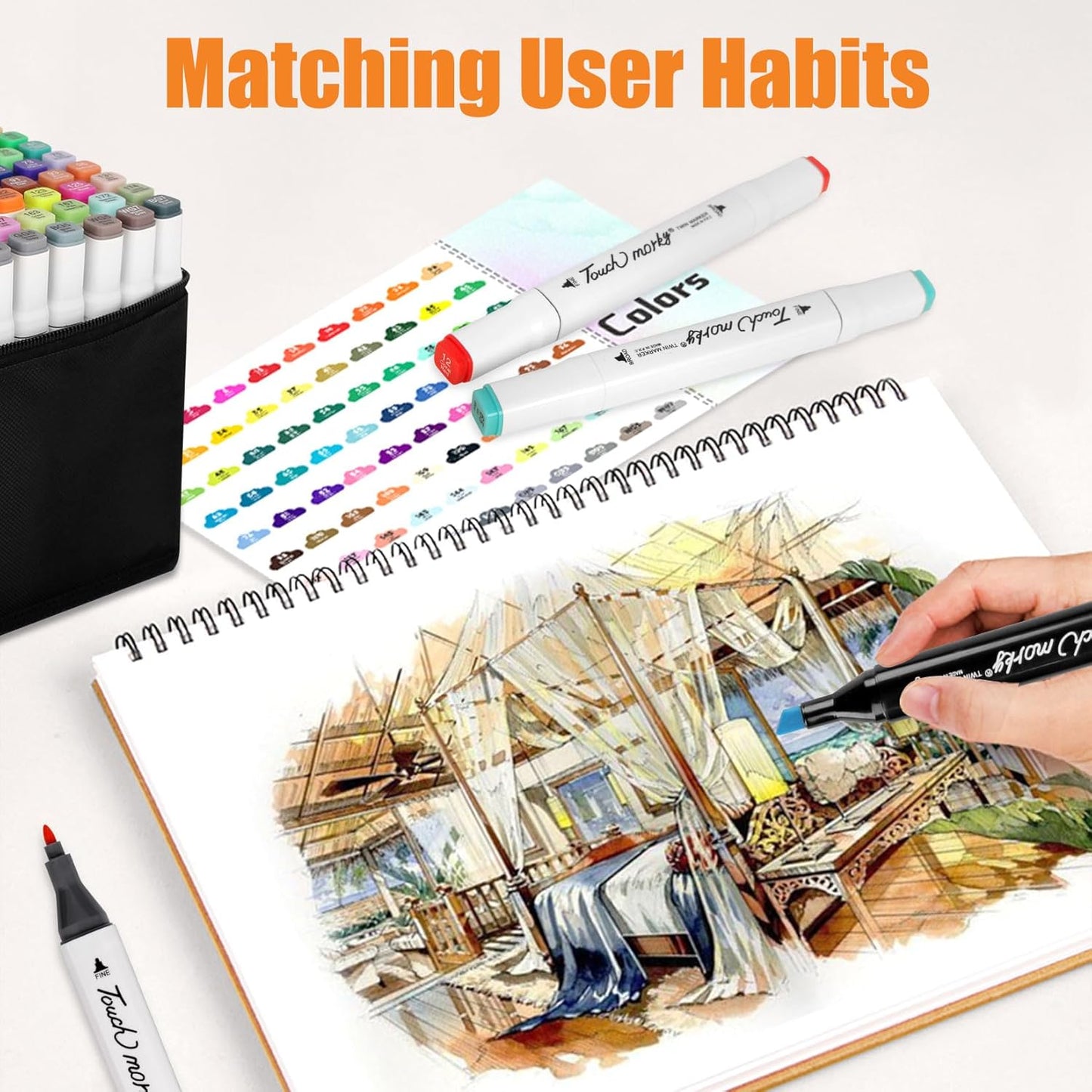 168+2 Colors Alcohol Markers with Free App, Chisel & Fine Tip Alcohol-Based Marker Set for Adults Kids, Dual Tip Artist Markers for Drawing, Coloring Illustration, Painting and Great Gift Idea