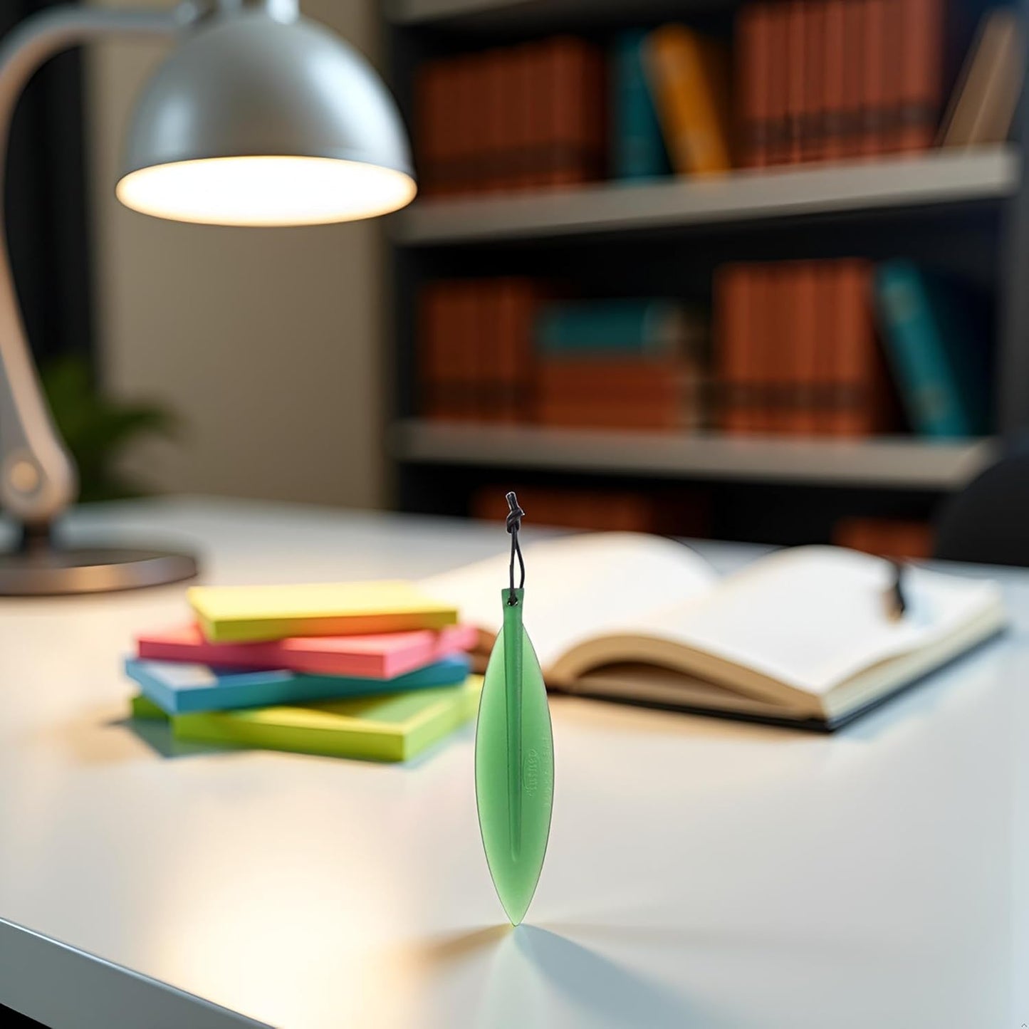 Green Willow Leaf Shape Plastic Letter Opener Tool, Plastic Envelopes Opener Bookmark Cut Paper Tool Express Opener Office and School Supplies