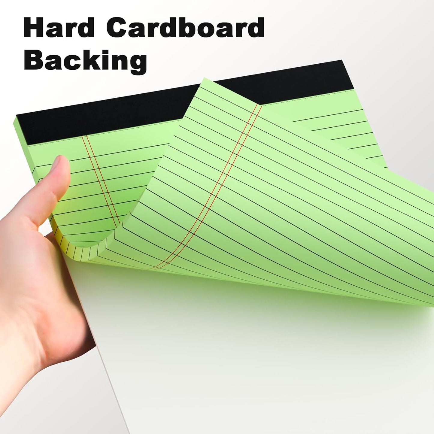 Green Legal Pad Note Pads 8.5 x 11 inch, Wide Ruled Clear Print Writing Pads 30 Sheets/Pad, 20lb Colored Paper, Perforated Notepad with Sturdy Back (3 Pads Green)