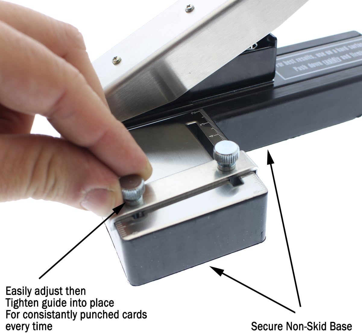 Heavy Duty Stapler Style ID Badge Slot Hole Punch (Rectangle) - with Adjustable Guides and Non-Skid Base for PVC & Plastic and Laminated Paper Cards by Specialist ID