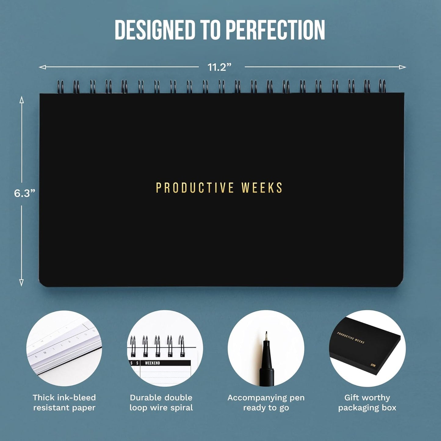 Undated Weekly Planner 2025 | Daily Agenda To Do List Notepad Day Planner Notebook | Monthly School Task, Work Schedule Planners | Yearly Horizontal Calendar Spiral Desk Organizer | Habit Tracker