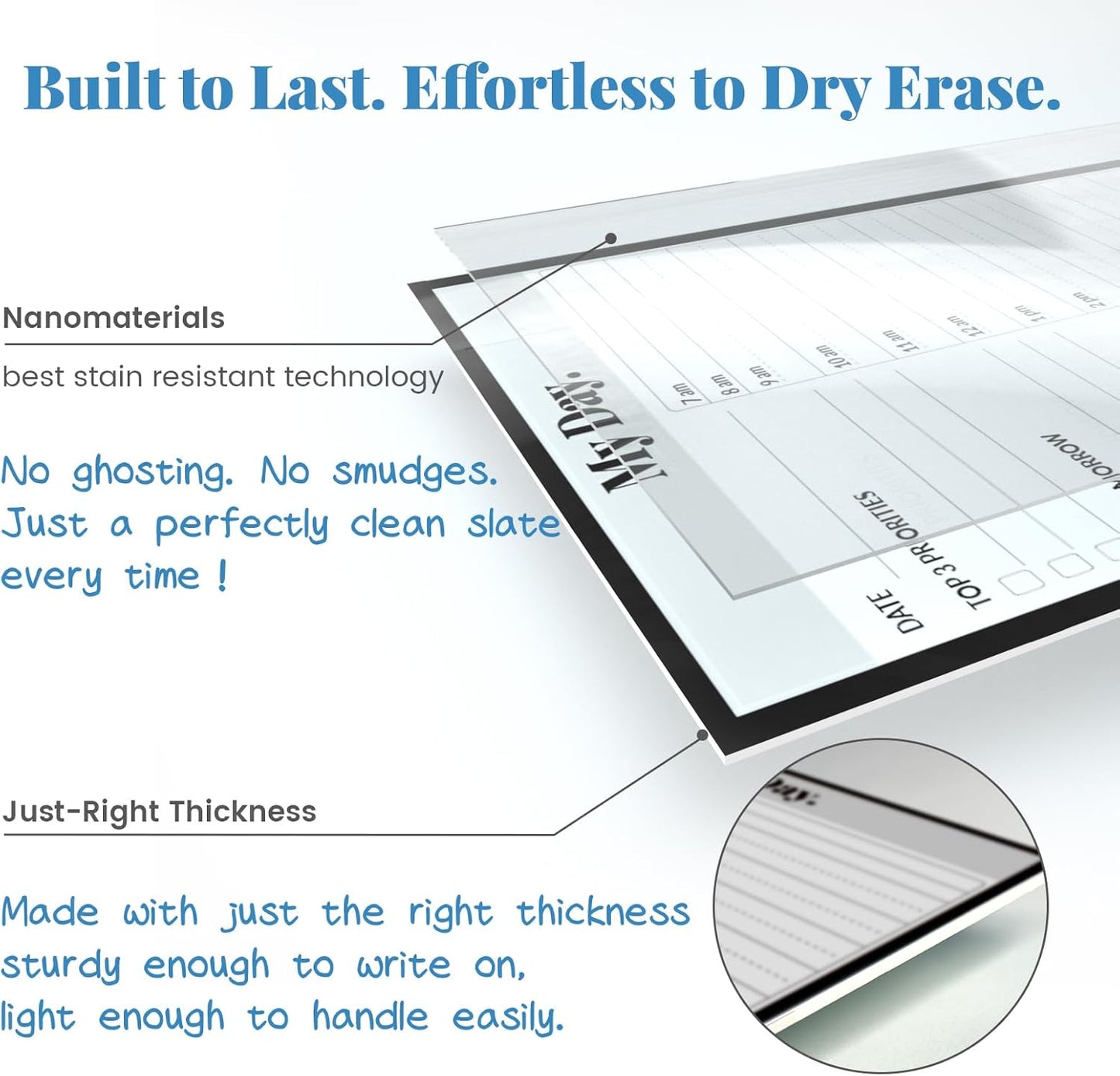 JJPRO Reusable Desktop Daily Planner with Stand,Hourly Dry Erase Board,11"x8.5" Hourly Schedule Board,Dry Erase Time Schedule with Time Slots,Reusable Desk Hourly Dry Erase Board with Detachable Engineered Wood Stand for Office, Home