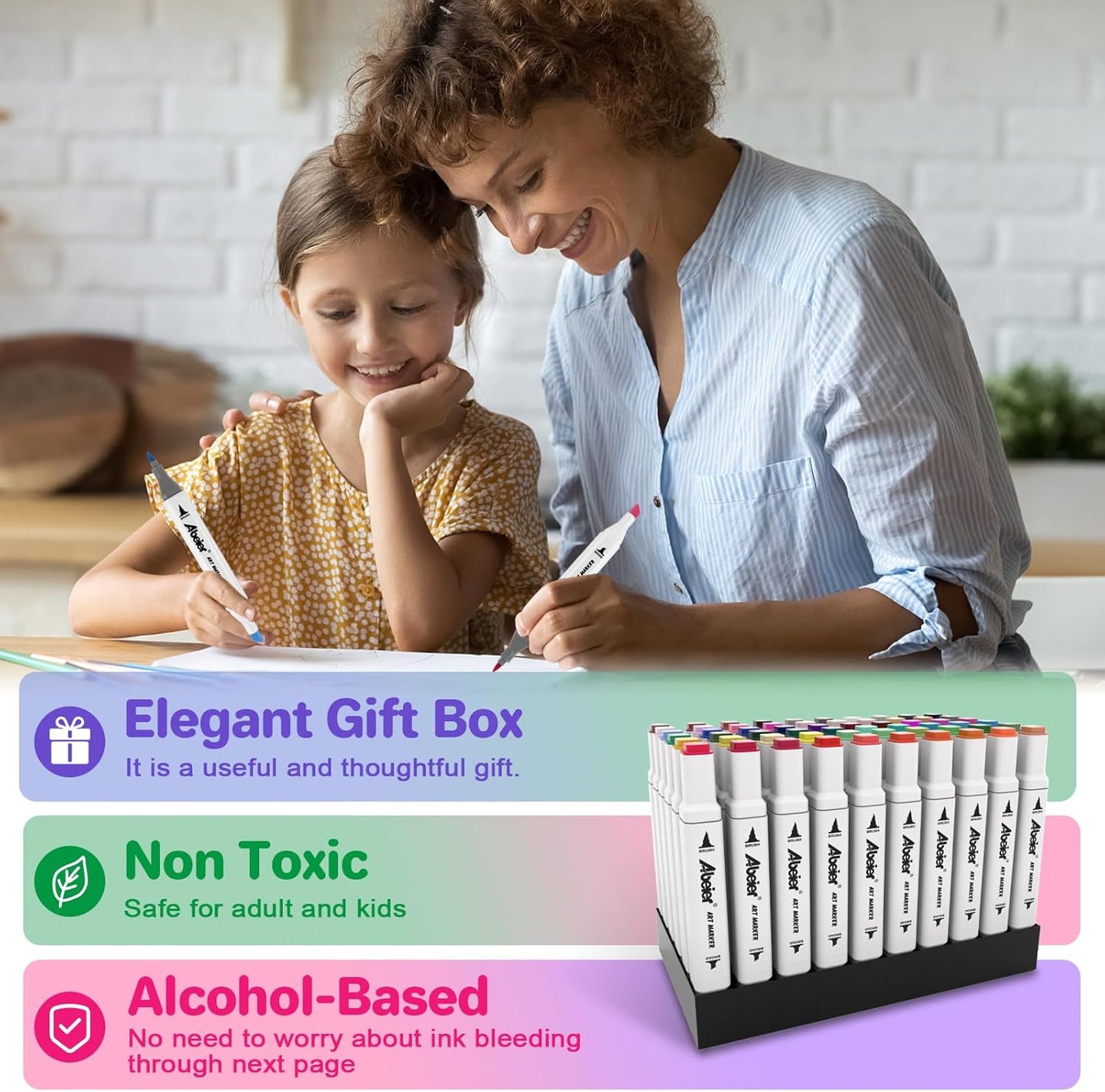 100 Colors Alcohol Markers Set, Dual Tips Blender Art Marker for Drawing, Permanent Sketch Markers for adult coloring, Alcohol Based, Adults Coloring and Artist Illustration.(BRUSH TIP)