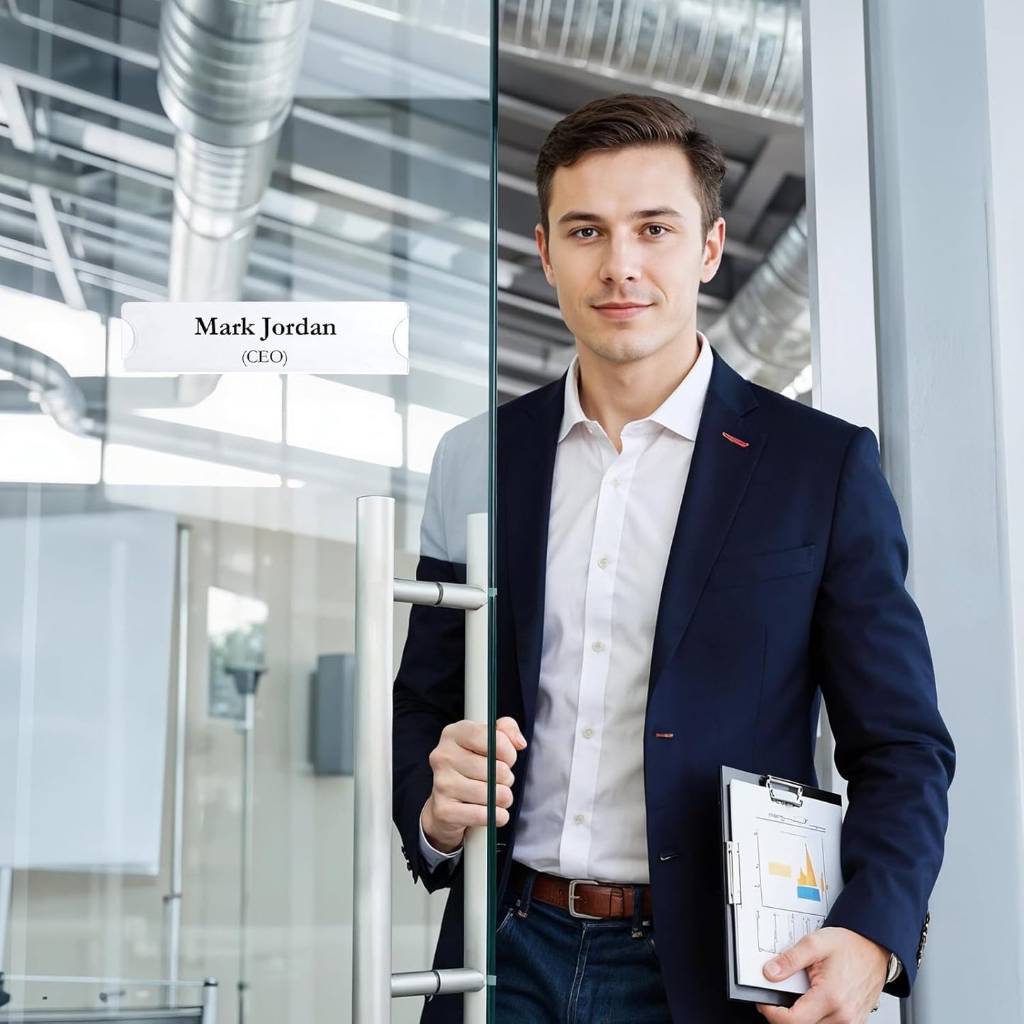 20 Pack Acrylic Wall Name Plate Holder, Clear Acrylic Sign Holder Frame with Adhesive Tapes, Door Plates for Home, Office, Classroom,2x8 Inch