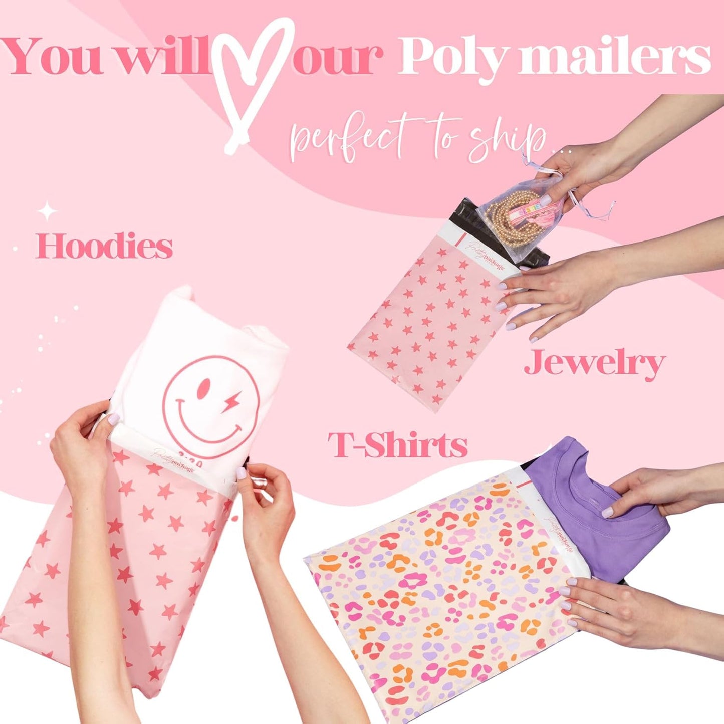14.5x19 Designer Poly Mailer 100 Pack Heavy Duty Waterproof Self Seal Shipping Bags for Small Business Large Mailing Envelopes Bulk Tear Resistant Cute Packaging Mint Zebra