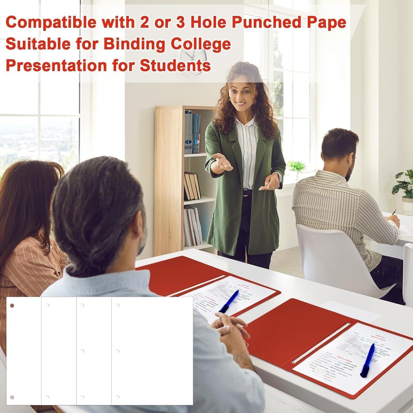 gisgfim 12 Pcs 8.5 x 11'' Pressboard Report Cover 3" Capacity Prong Clip Report Cover Metal Prong Fastener with Compressor Letter Size Presentation Report Folder for Bind Proposal Document